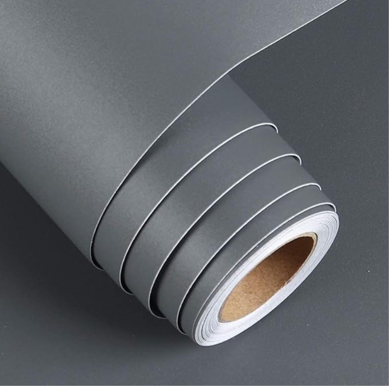 WALLMATE Self Adhesive Wallpaper Peel & Stick Cabinets Home Kitchen Wallpaper(24x50 Inch,Dark Grey Matte) 1