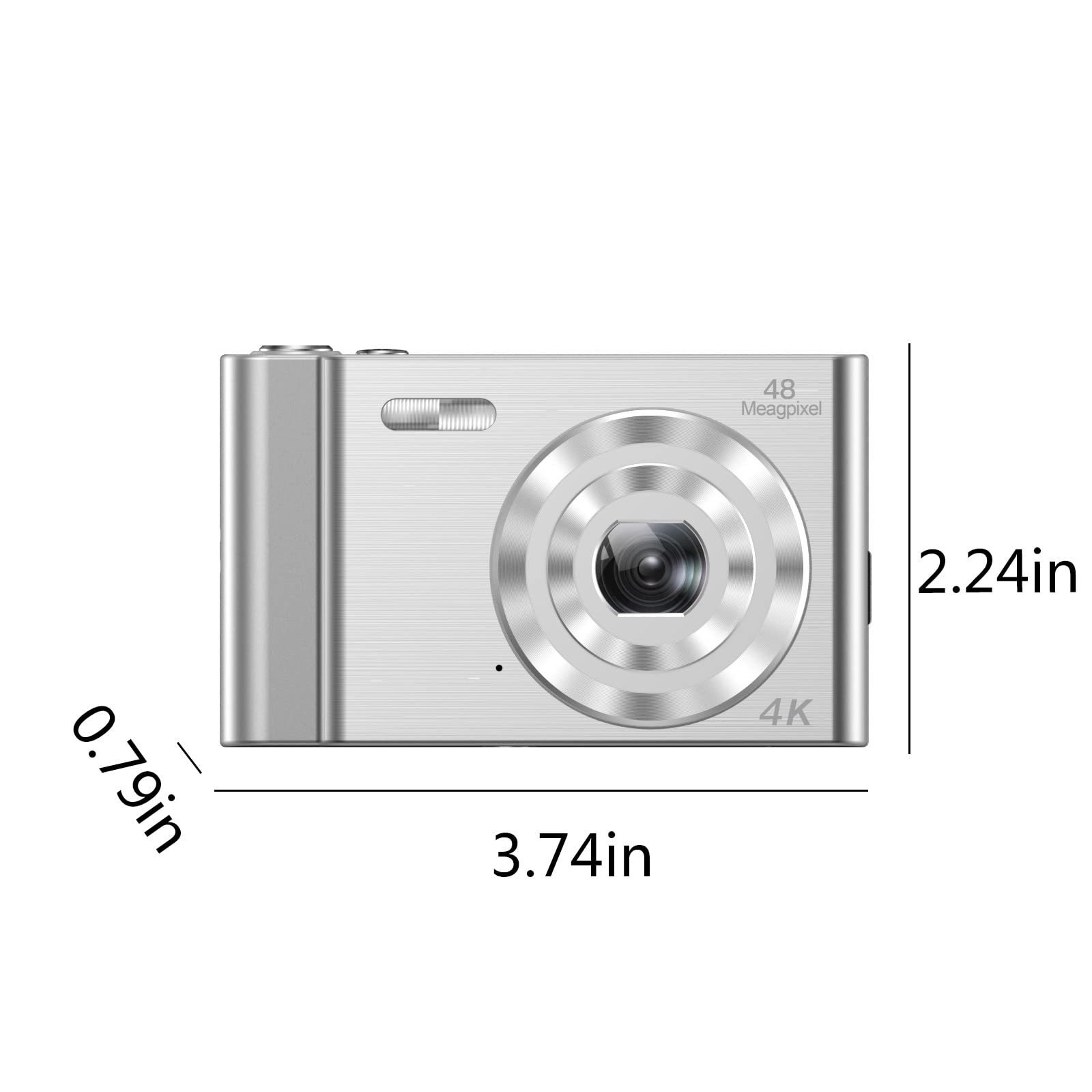 Digital Camera, 4K 48MP Compact Camera with 16X Digital Zoom, Portable Point and Shoot Digital Cameras with 32GB SD Card and Storage Bag for Boys Girls Teens Students (Silver) 6