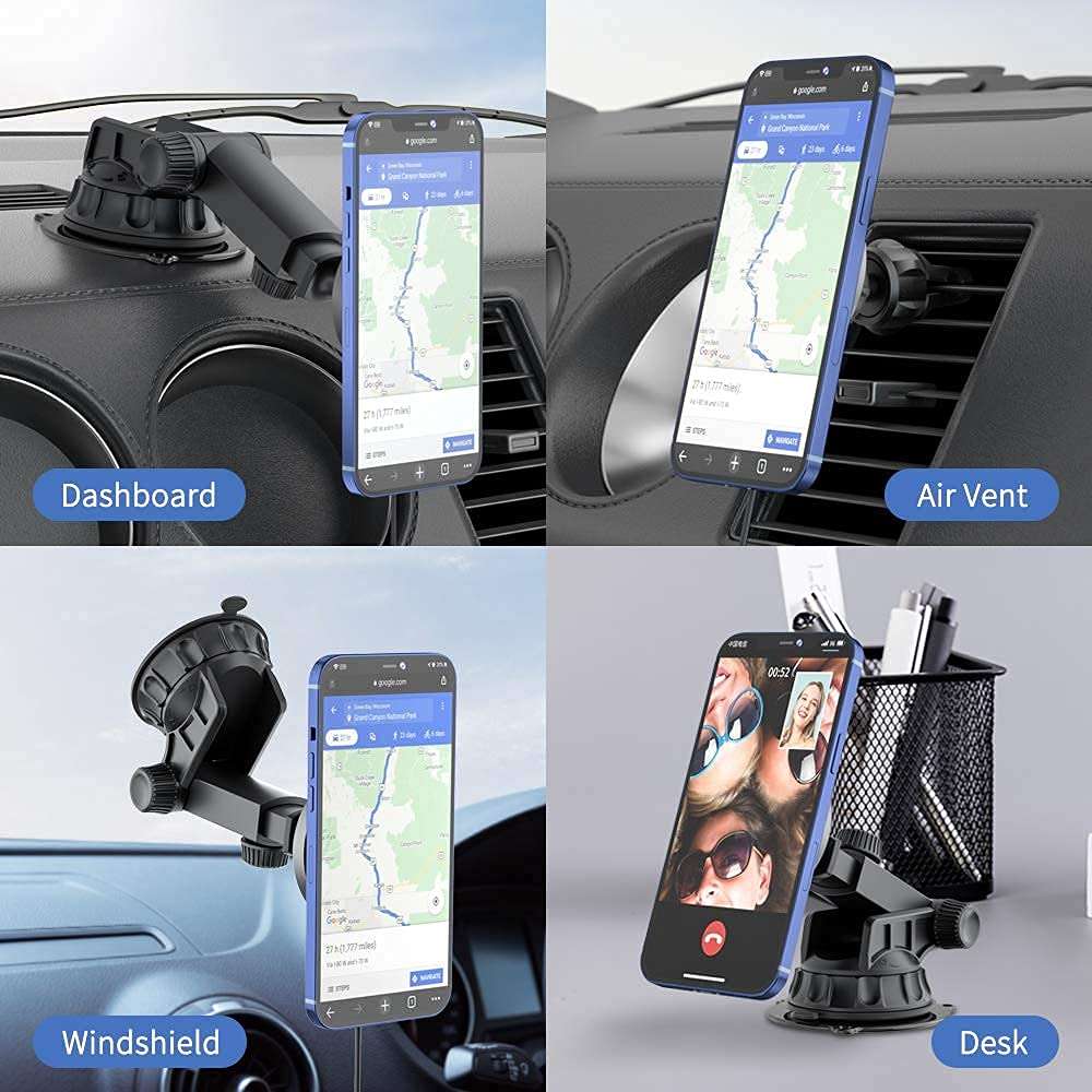 Magnetic Wireless Car Charger for iPhone 13/13 Pro/ 13 Pro Max/ 13 Mini/iPhone 12/12 Pro/ 12 Pro Max/12 Mini,MagSafe Case 15W Fast Charging, Car Windshield Dashboard Air Vent Car Phone Holder 5