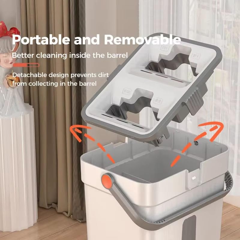MechHeavenHousehold Self-Cleaning Mop System with Bucket, Automatic Separation Rotary Flat Mop, Hands-Free Cleaning, White and Gray 4