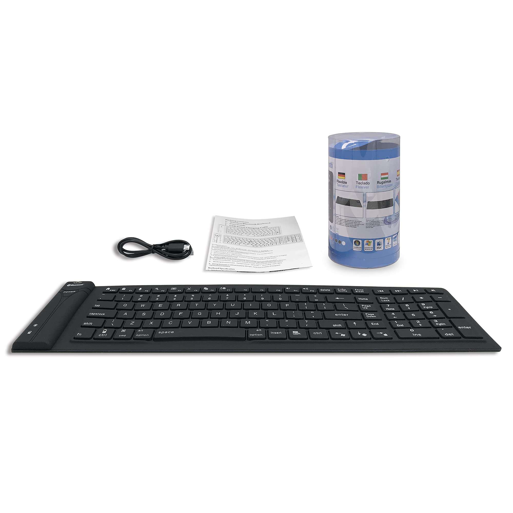 Meega Tech Foldable Silicone Keyboard Wireless Bluetooth Waterproof Rollup Keyboard for Notebook/PC/Laptop/iPad/iPhone,Black,X-Small 3
