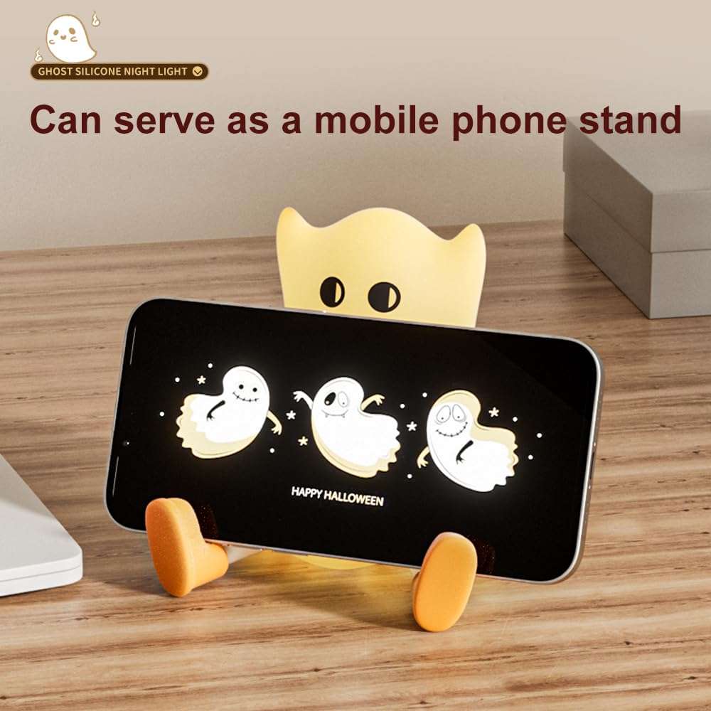 Halloween Ghost Night Light,Halloween Ghost LED Light for Woman and Kids,3 Level Dimmable Nursery Night Light,Rechargeable Baby Night Light Toddler Night Light for Bedroom,Funny Halloween Decorations 4