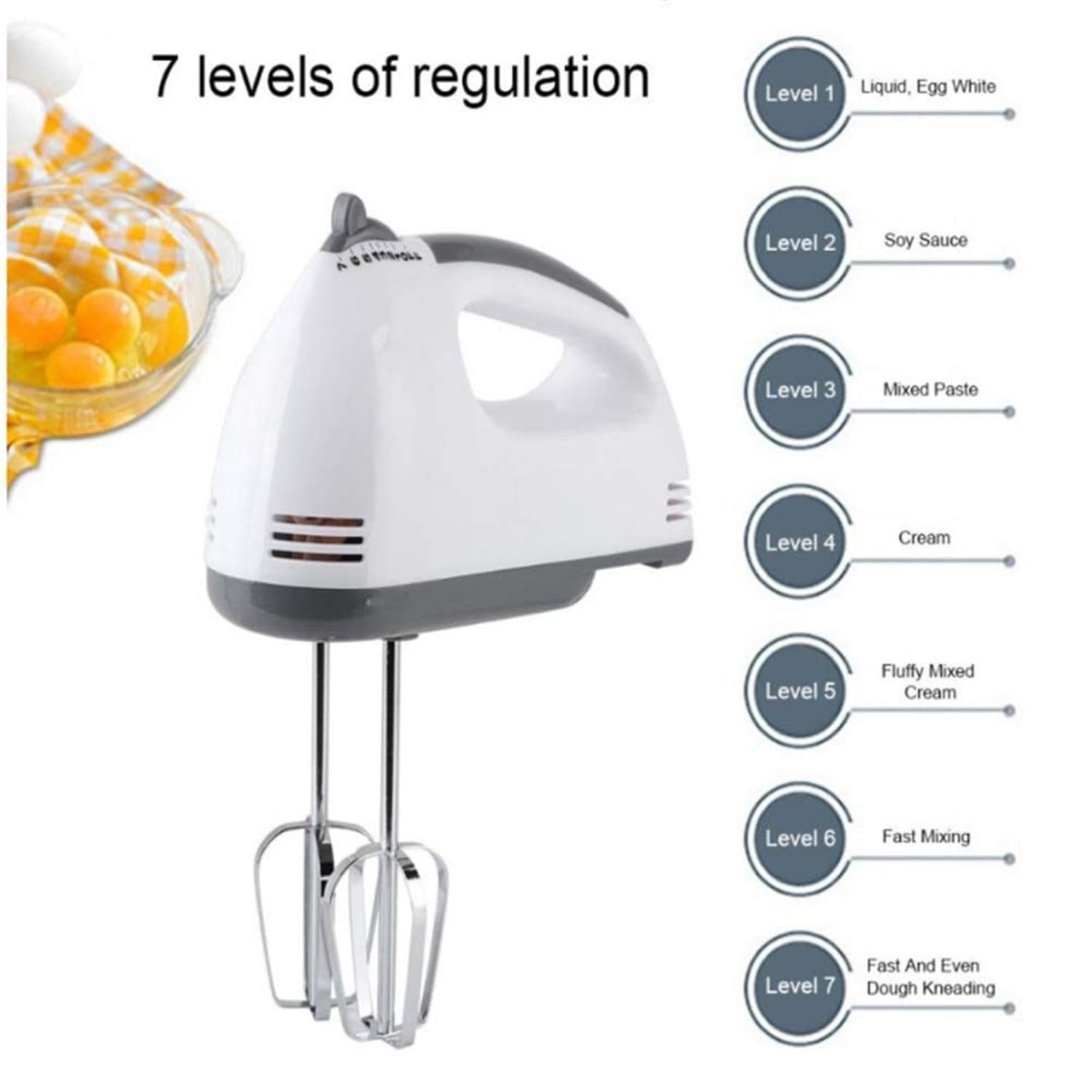 Climara Hand Mixer With 4 Pieces Stainless Blender, Bitter For Cake/Cream Mix, Egg Beater, Food Blender, Beater For Kitchen Stirrer-260W (White & Green_S_H_T_01122033) 4