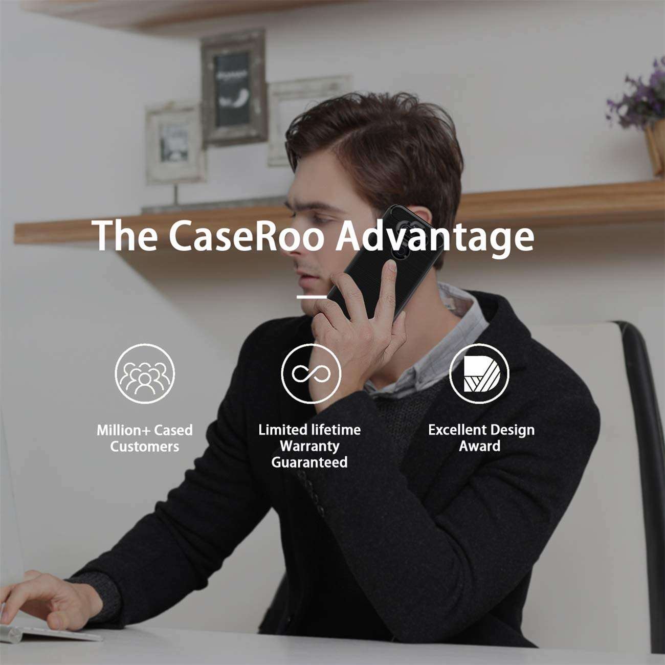 CaseRoo for LG Aristo 5 Plus Case,LG K31 Case,LG Aristo 5 Case,LG Phoenix 5/LG Risio 4/LG Fortune 3/LG K8X Phone Casew[2 Pack] Soft Screen Protector,Carbon Fiber Slim Protective Cover-Black 6