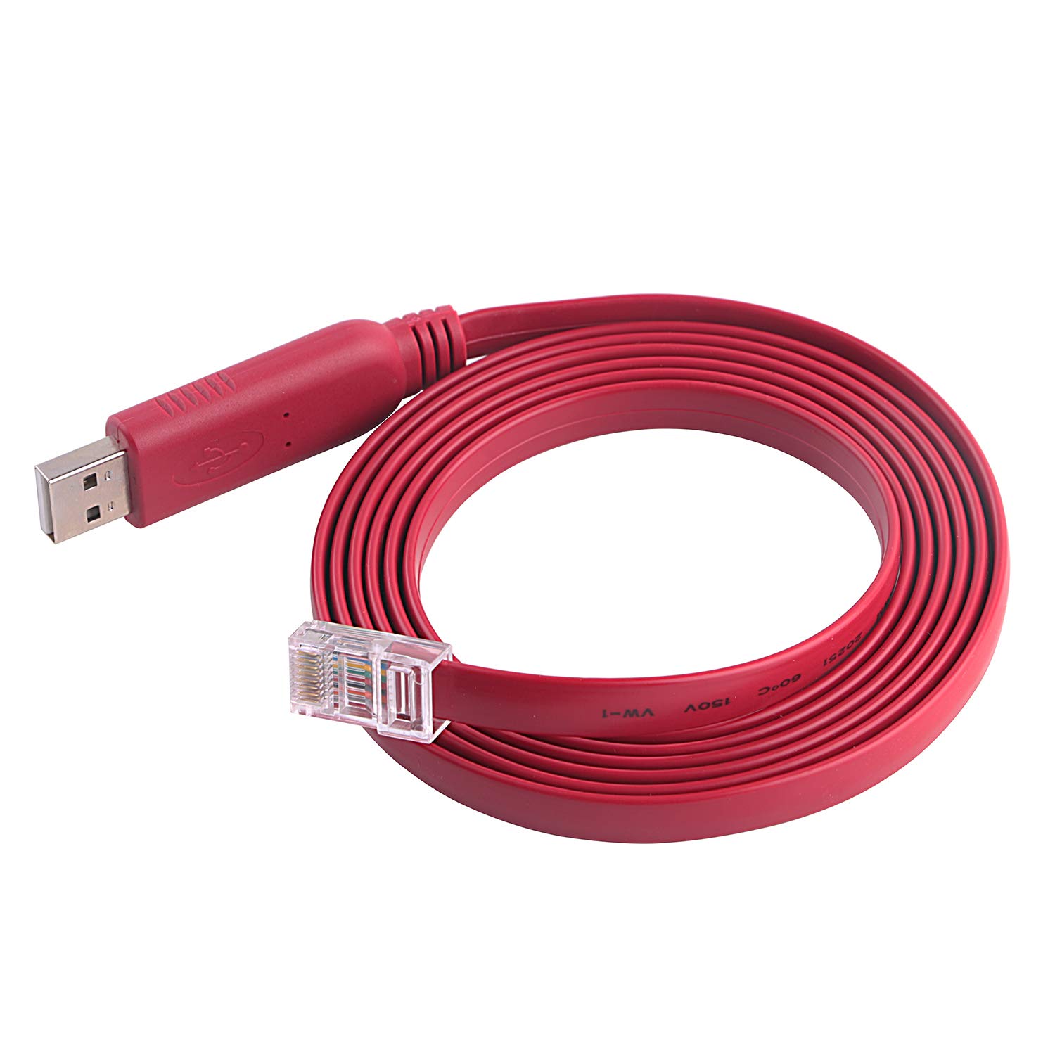 6FT USB to RS232 Serial RJ45 Console Adapter Cable for Cisco Huawei TP-Link Routers/Switches to Connect Laptop PC Support Win10 Mac Red FT232RL 1