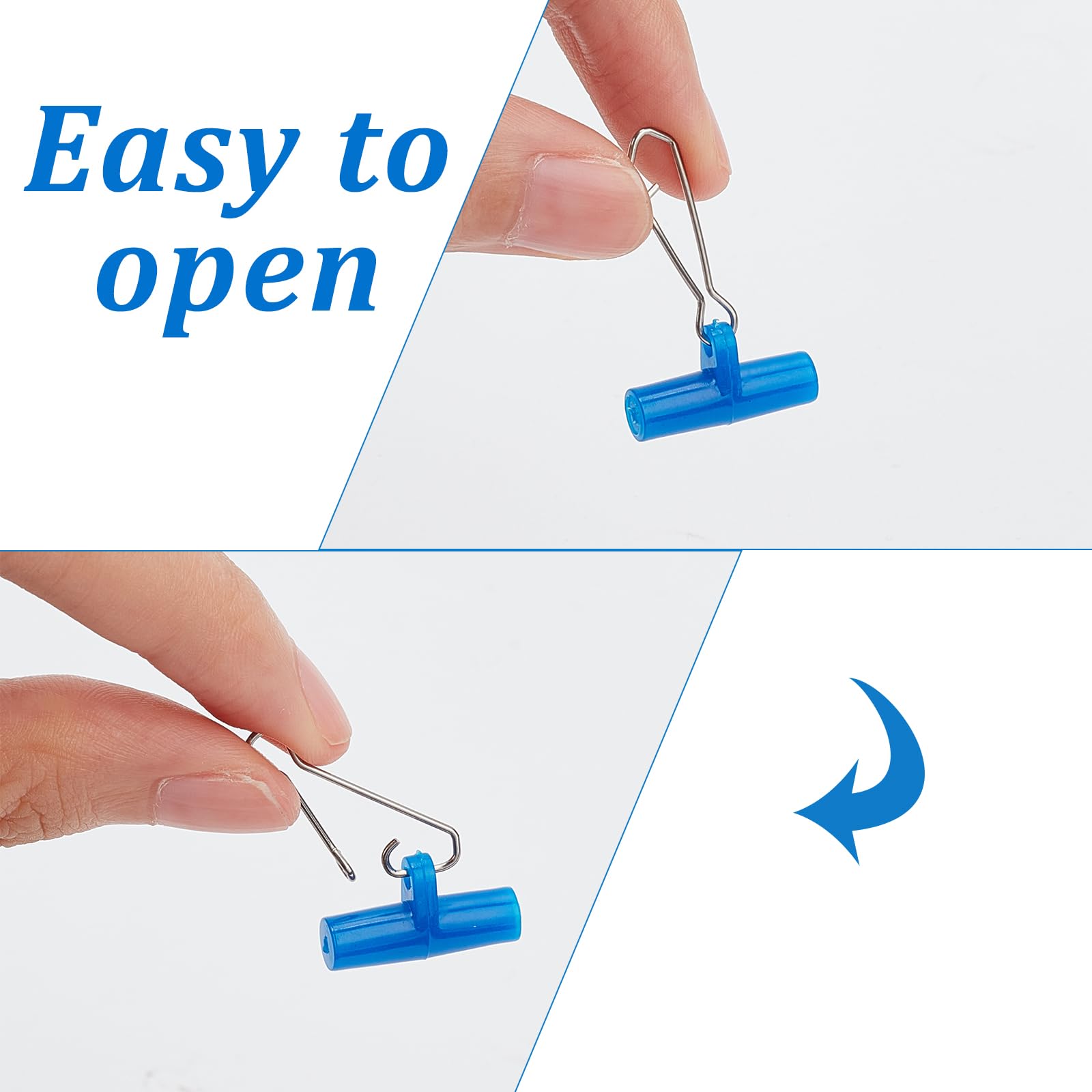 beinkmake 100pcs Fishing Line Sinker Slides Rig with Duo Lock Snap Sinker Slider Swivel Snap Kit Weight Connectors for Catfish, Blue 6