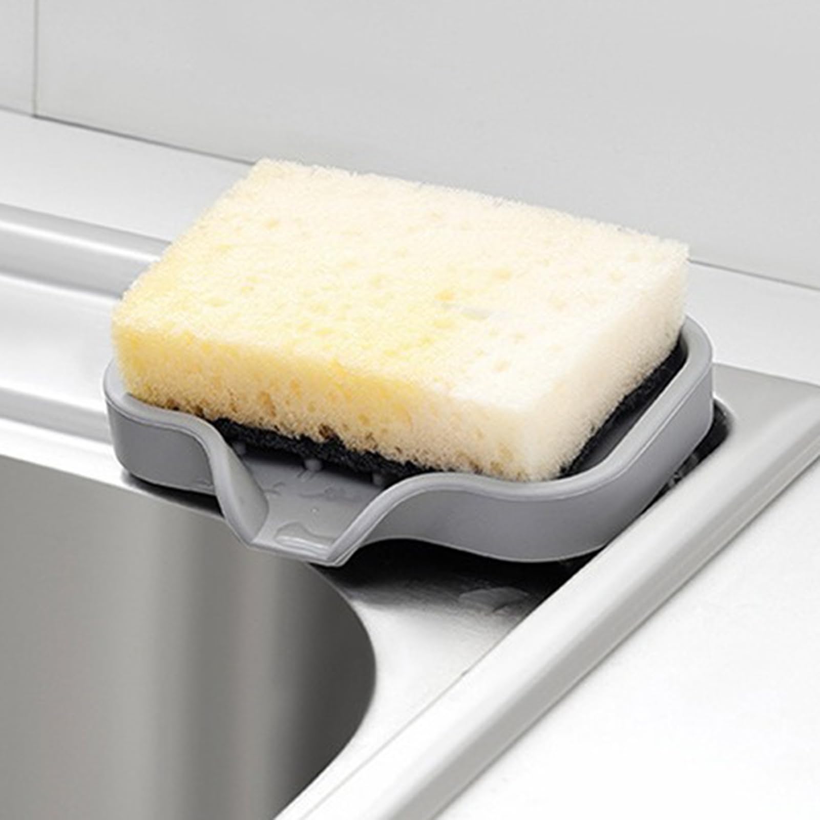 duwiikab Soap Dishes,Soap Draining Tray Dish, Soap Dish Sink Silicone Tray with Drain Spout Reusable Easy to Clean Countertop Sink Scrubber Brush Soap Storage Rack Kitchen Organizer S 4