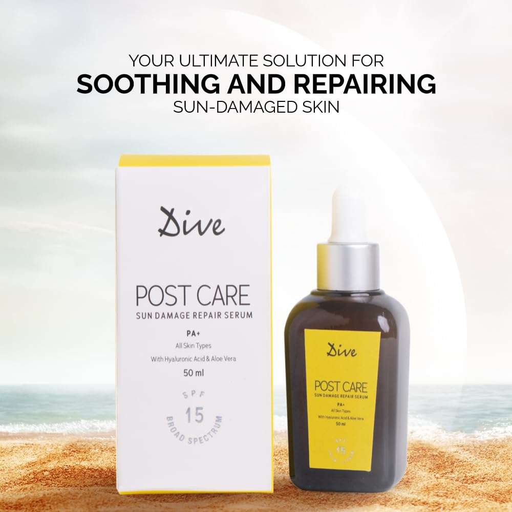 DIVE Post Care After Sun Damage Repair Serum | SPF 15 | PA++ | Non-Greasy | Sunburn Relief | Hydrating | Soothes and Repairs Damaged Skin | Non-Comedogenic | All Skin Type - 50ml 3