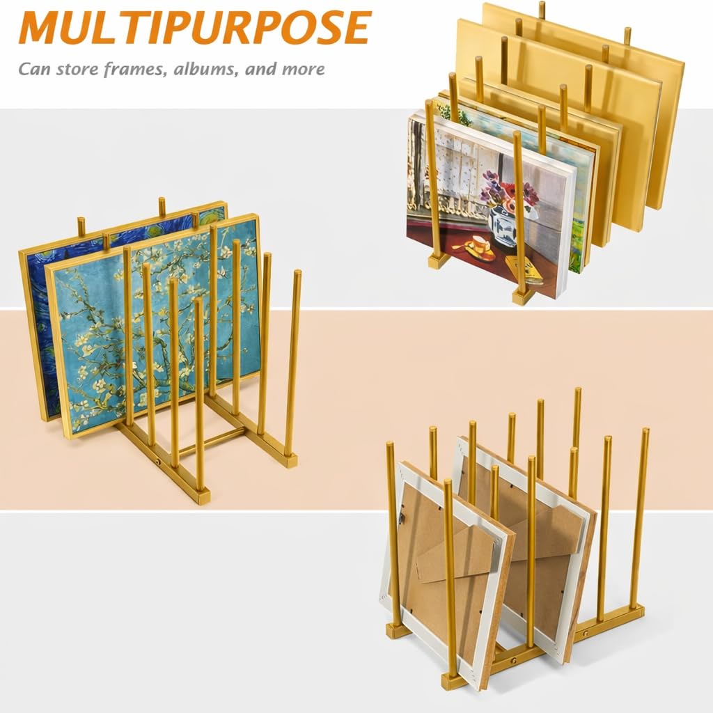 OGFC 57107 Art Storage Rack Painting Canvas , Metal Drawing Storage SHELF for Canvas Frame Organizing / Drawing Board (Golden) STAND 5