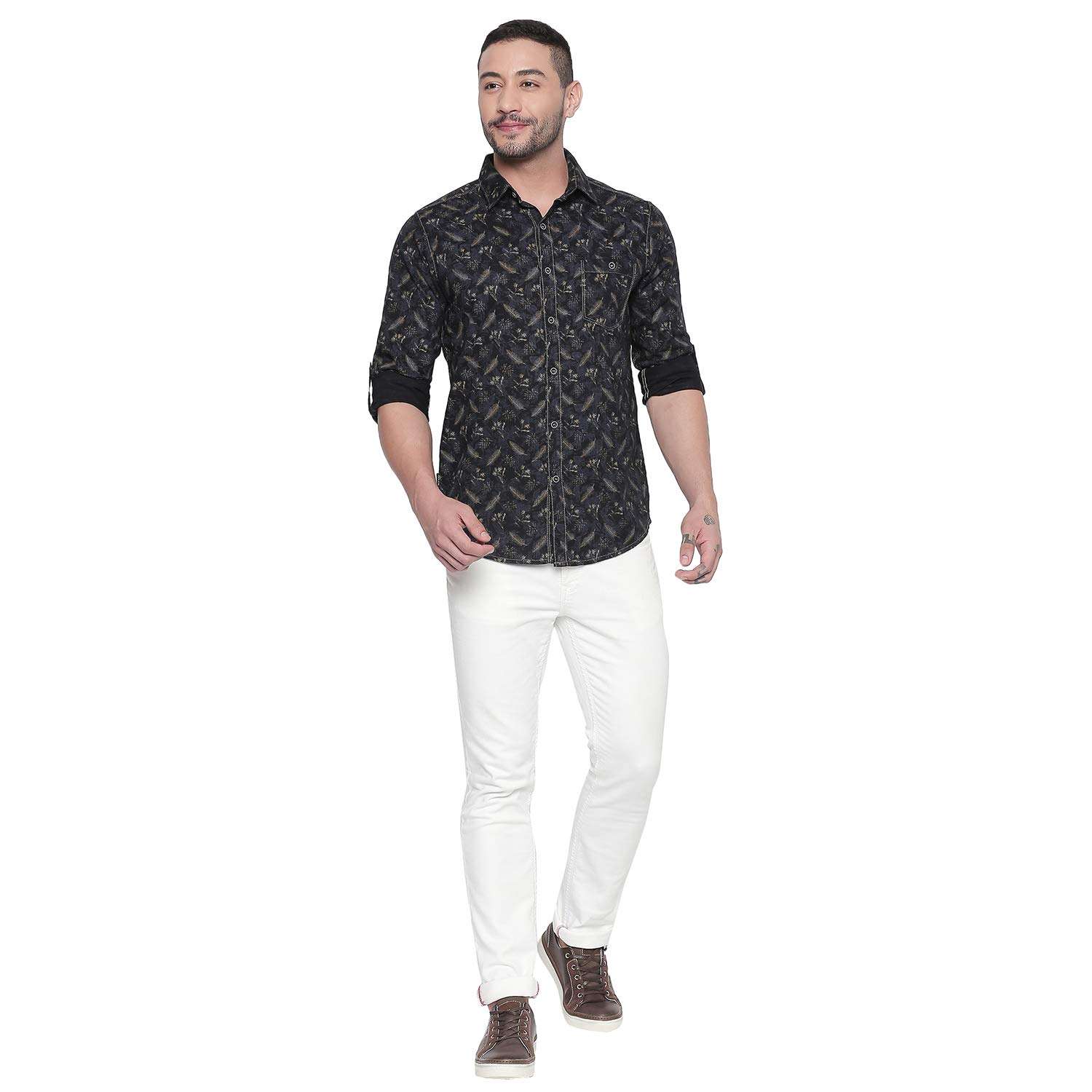 MUFTI Navy Full Sleeves Floral Printed Shirt 6