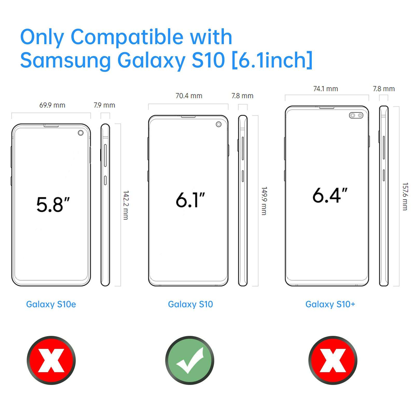 Fey Battery Case for Galaxy S10, 6000mAh Rechargeable Batteri Charging Cases for Samsung Galaxy S10 External Backup Power Bank Charger Cover, Extended Your Phone Life Black 2