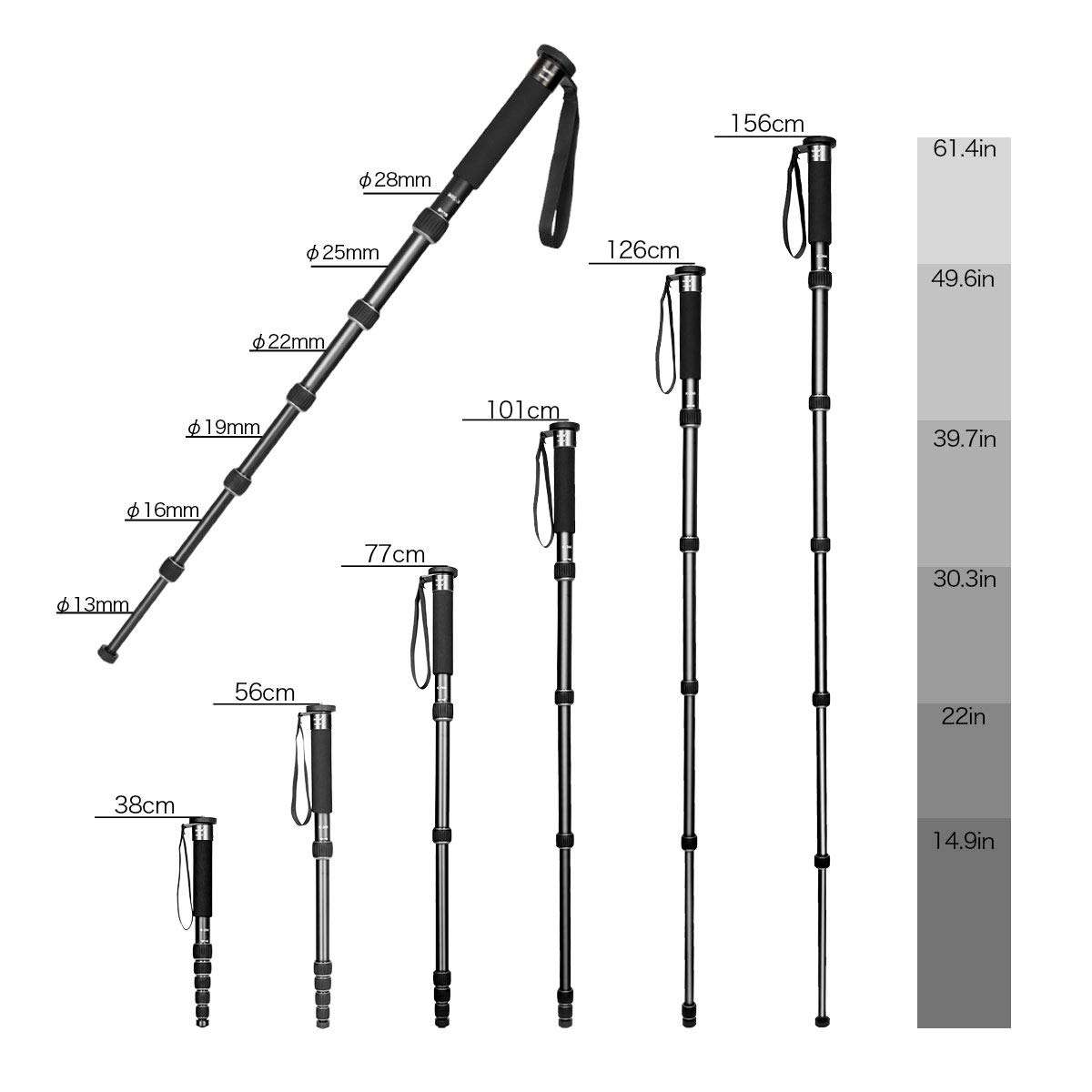 Koolehaoda 6-Section Monopod Compact Portable Photography Aluminum Alloy Unipod Stick (K-266 Orange) 3