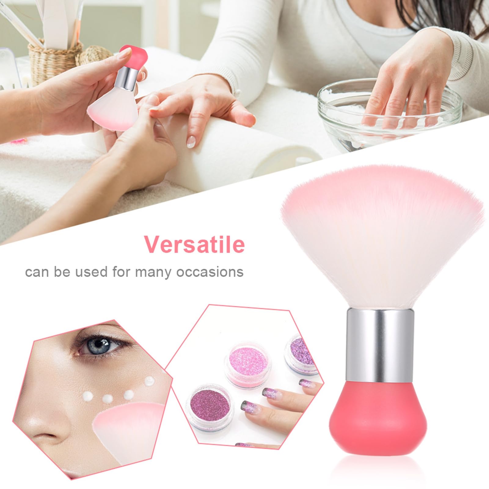 Barber Brush, Neck Duster Brush Nail Art Dust Brush Large Nail Powder Brushes Hair Cleaing Brush for Removing Hair on Neck Multi functional Makeup Brush Nail Tool 5