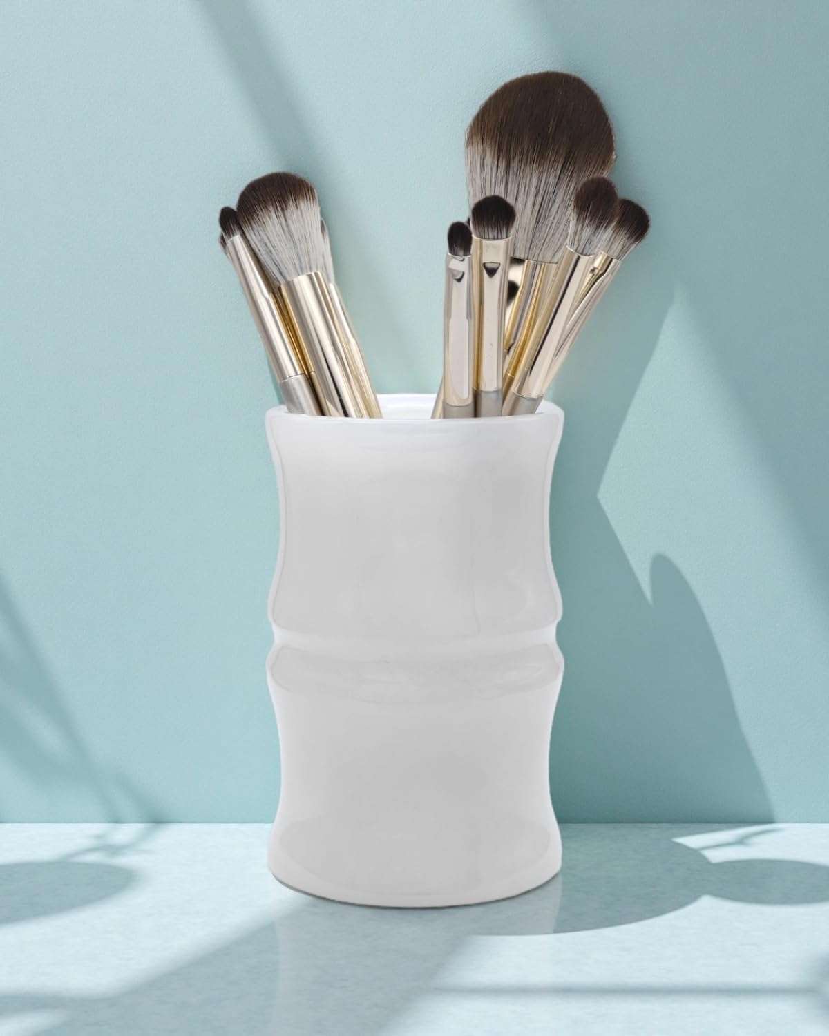 JMOIRE Afghanistan Natural Jade Makeup Brush Holder & Organizer, Small Countertop Vanity Accessories, luxury Makeup Organizer, Christmas Presents, Unique Gifts for Women, Girlfriend, Mum (Milky White) 3