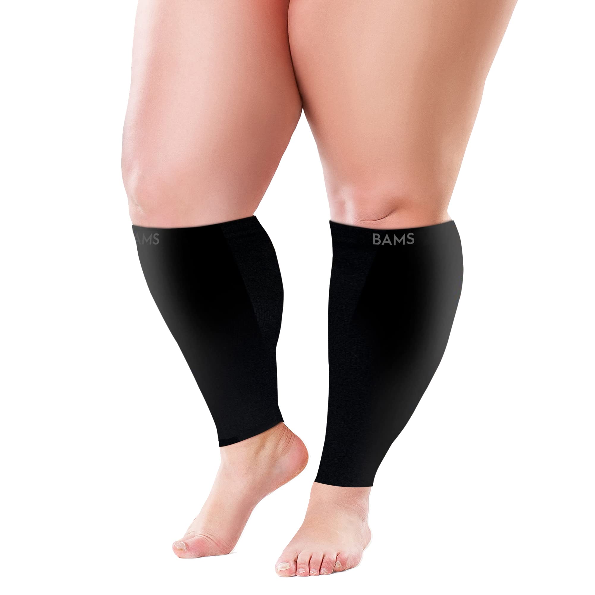 BAMS Plus Size Calf Compression Sleeve for Women & Men, Viscose from Bamboo Extra Wide Leg Support for Shin Splints, Leg Pain Relief and Support, Swelling, Travel 1