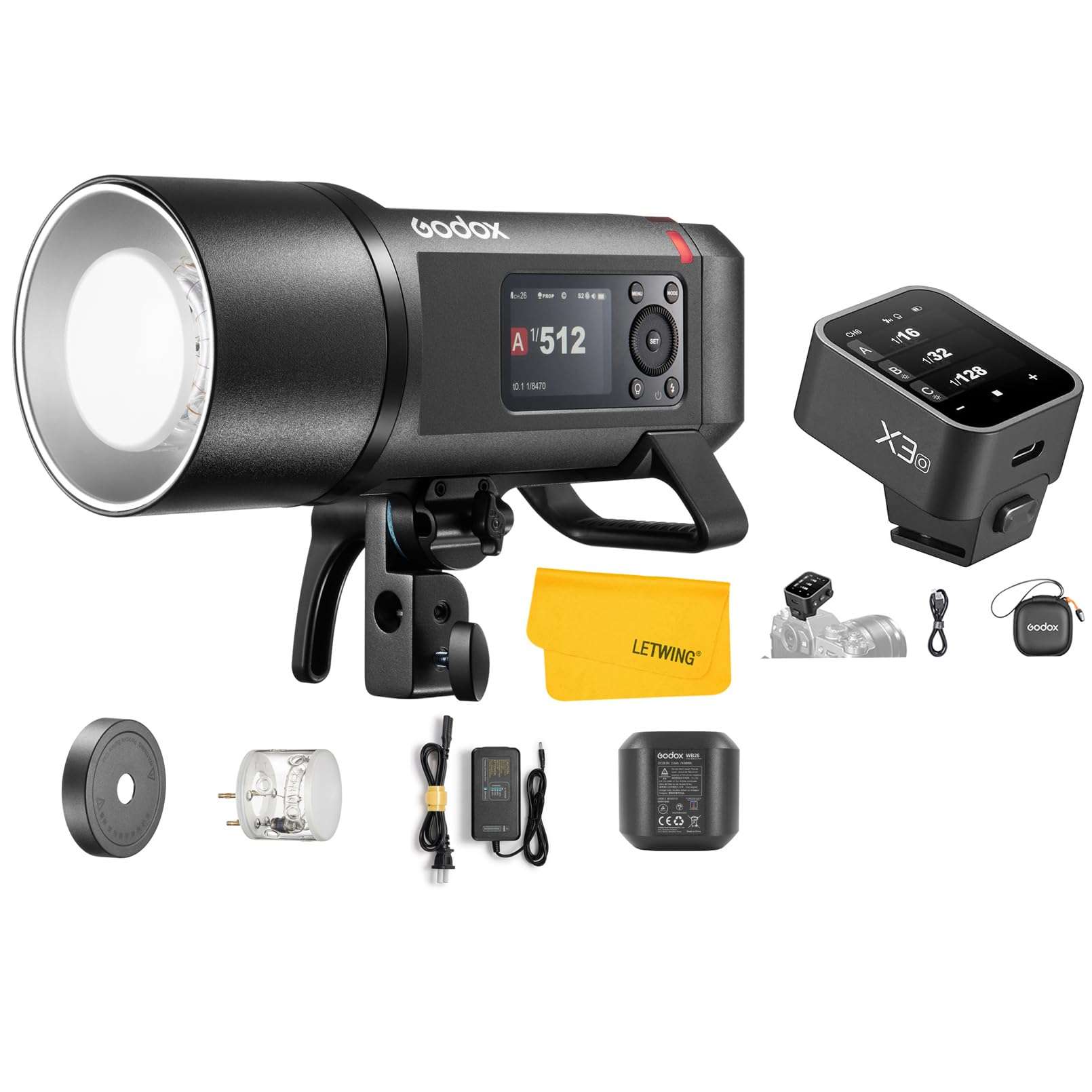 GODOX AD600 Pro II AD600Pro II Outdoor Flash Strobe, 2.4G TTL Studio Flash HSS 1/8000s, 40W Bi-Color Modeling Light, Lithium Battery, with Godox X3O X3-O TTL Wireless Flash Trigger 1