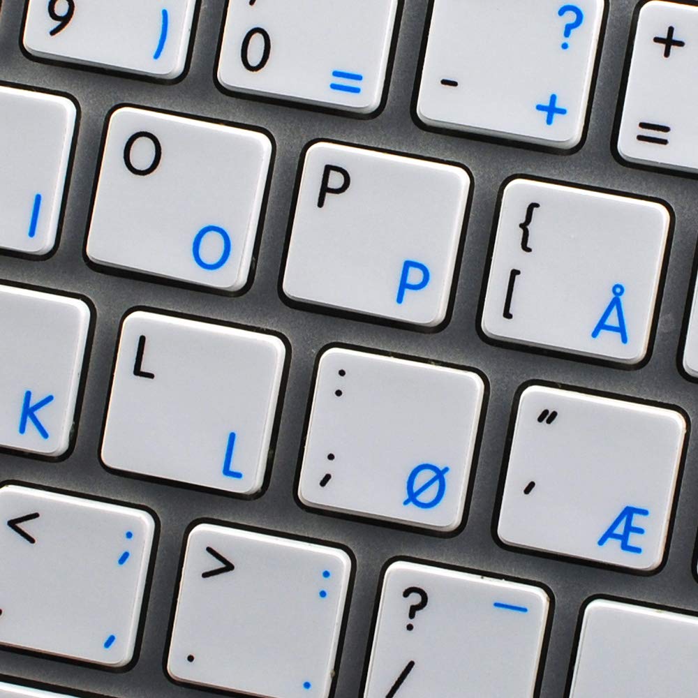 MAC NS Norwegian - English Non-Transparent Keyboard Stickers White Background for Desktop, Laptop and Notebook