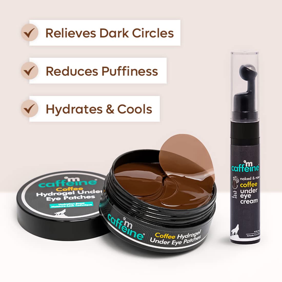 mCaffeine Dark Circle Reduction Combo with Coffee Under Eye Cream & Hydrogel Under Eye Patches | Reduces Puffiness, Fine Lines & Hydrates | For All Skin Types 2