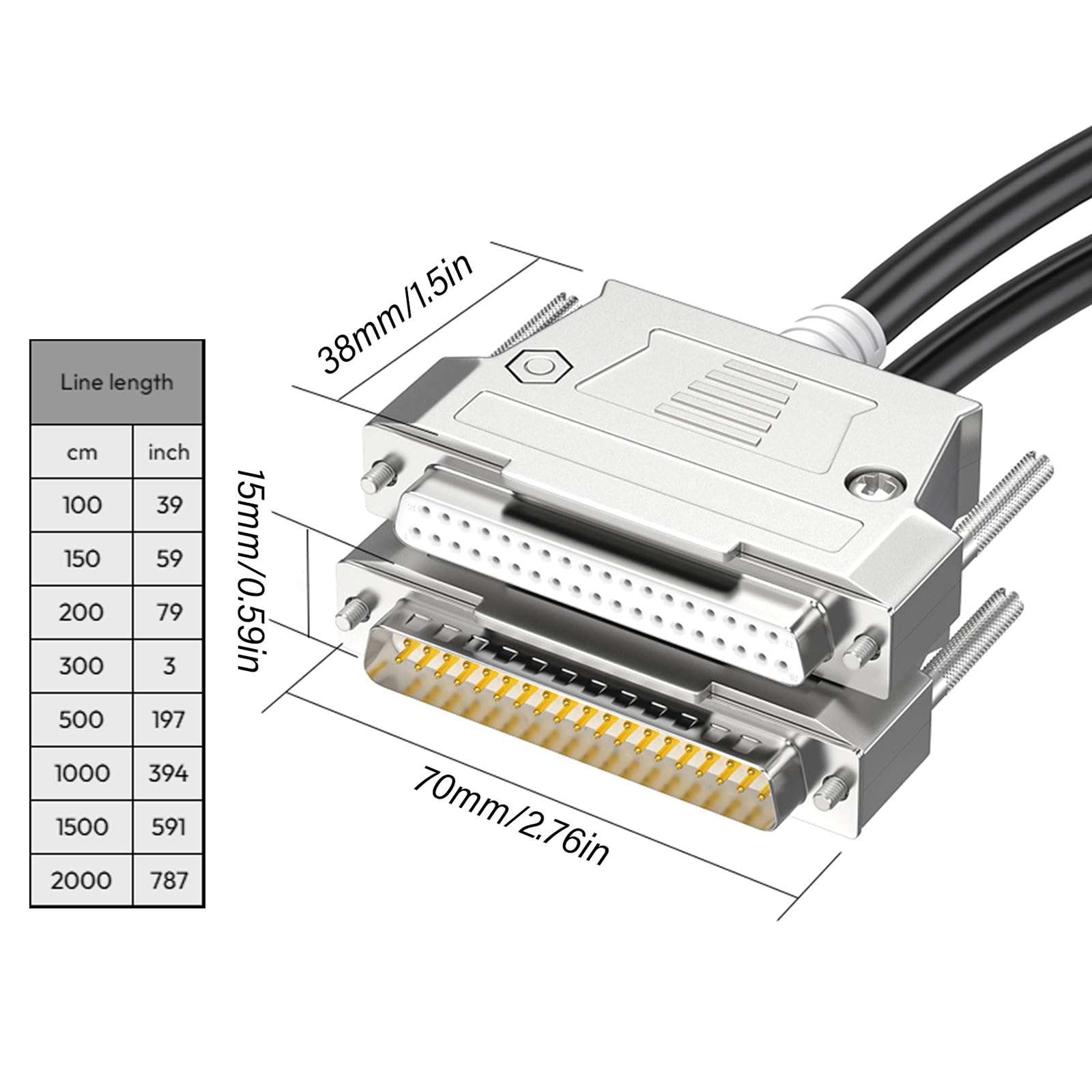 DB37 Cable 37pin Cores Shielded Extension Cable 26AWG Wire with Gold Plate Pin for Superior Connection 1m/1.5m/2m/5m 6