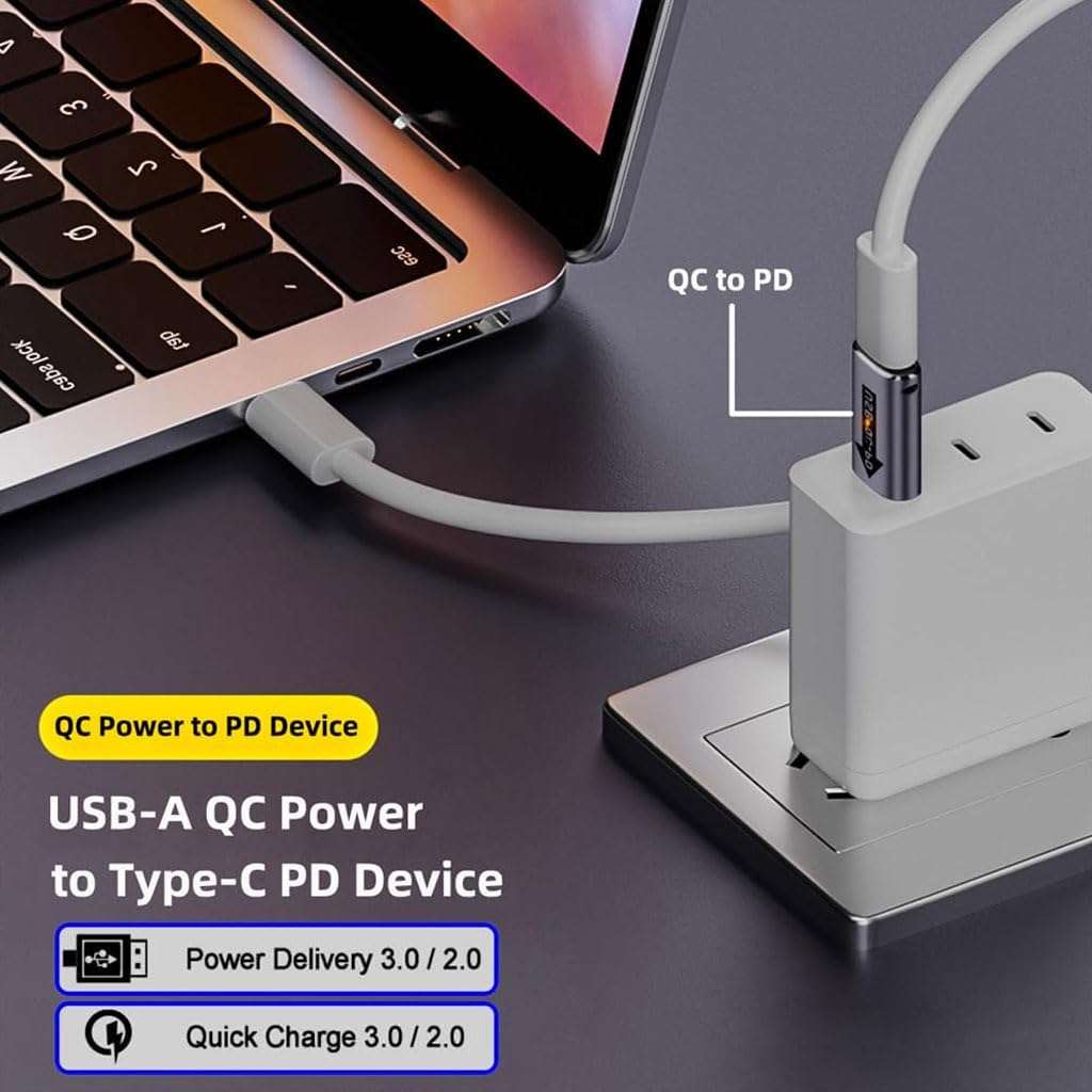 TECPHILE USB A 3.1 to Type C Adapter, USB-A Male QC to Type-C PD,10Gbps High Speed Data Transfer, Dual Indicator Light, PD Fast Charging, Compatible with Laptop, Tablets, Power Banks, Car Chargers 5