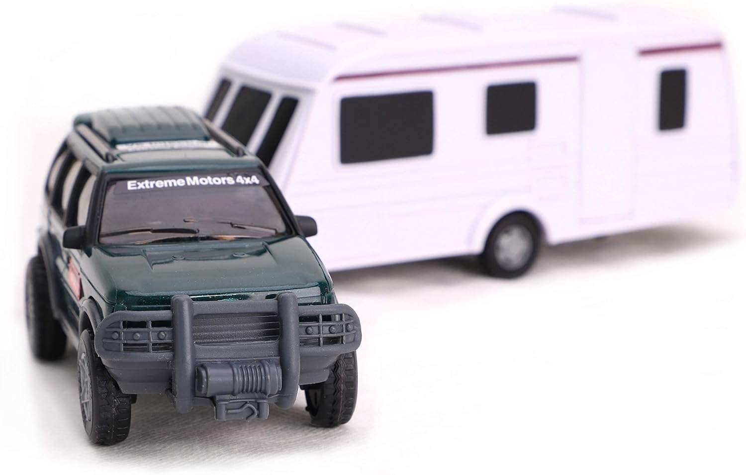Toyland® Diecast Metal Car & Caravan Set Pull Along - 1:32 Scale (Green) 3