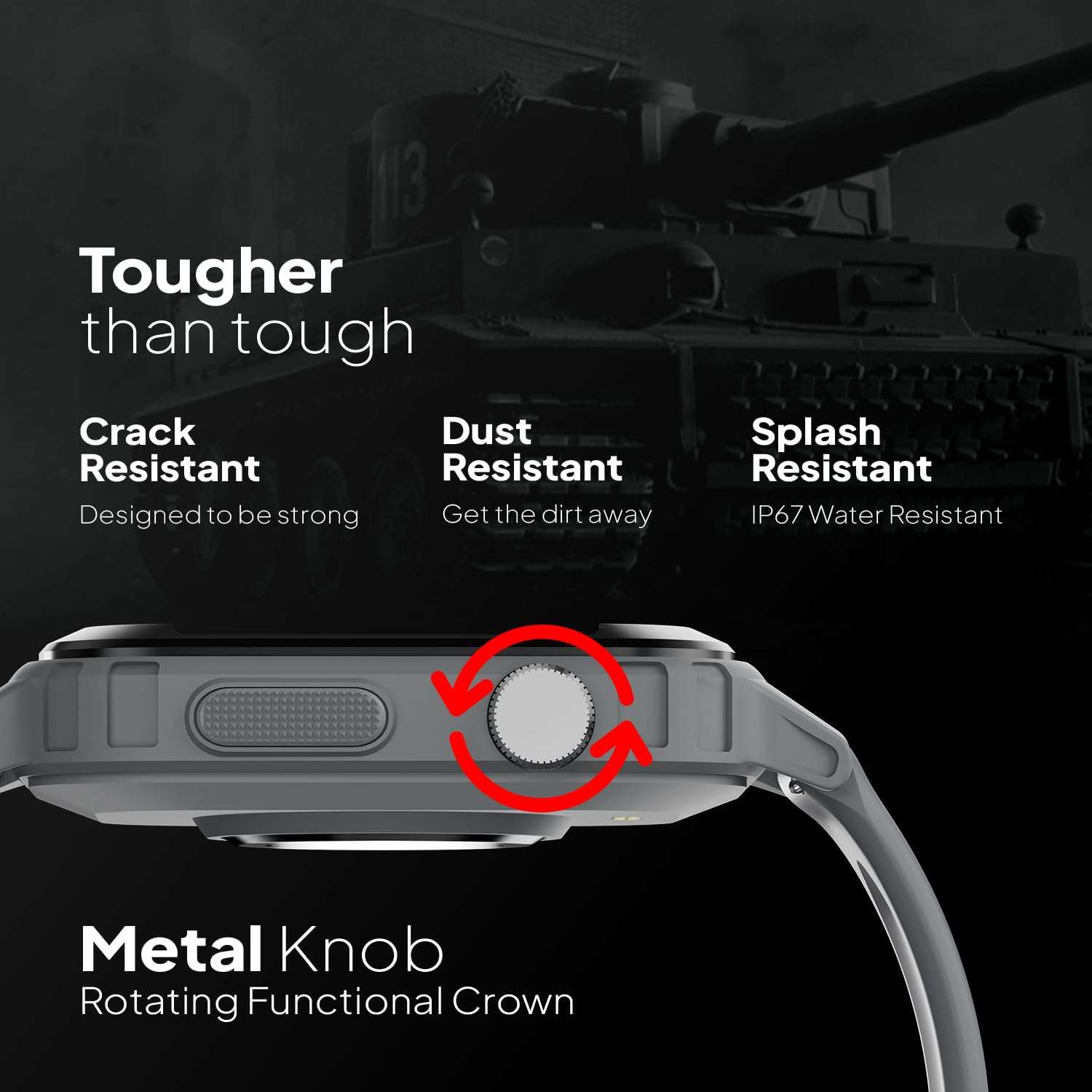 Fire-Boltt Tank 1.85" Outdoor Rugged Bluetooth Calling Smart Watch, 123 Sports Mode, 8 UI Interactions, Built in Speaker & Mic, 7 Days Battery (Camo Green) 6