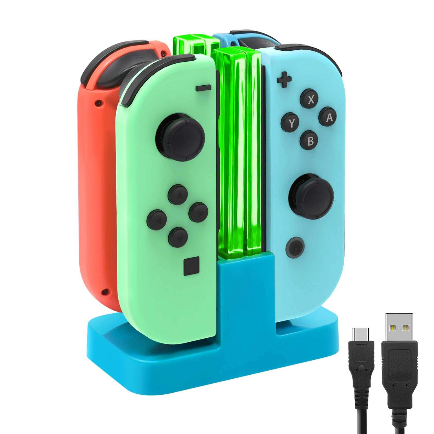 FastSnail Charging Dock Compatible with Nintendo Switch for Joy Con & OLED Model Controller with Lamppost LED Indication, Charger Stand Station Compatible with Joy Cons with Charging Cable (Blue) 1