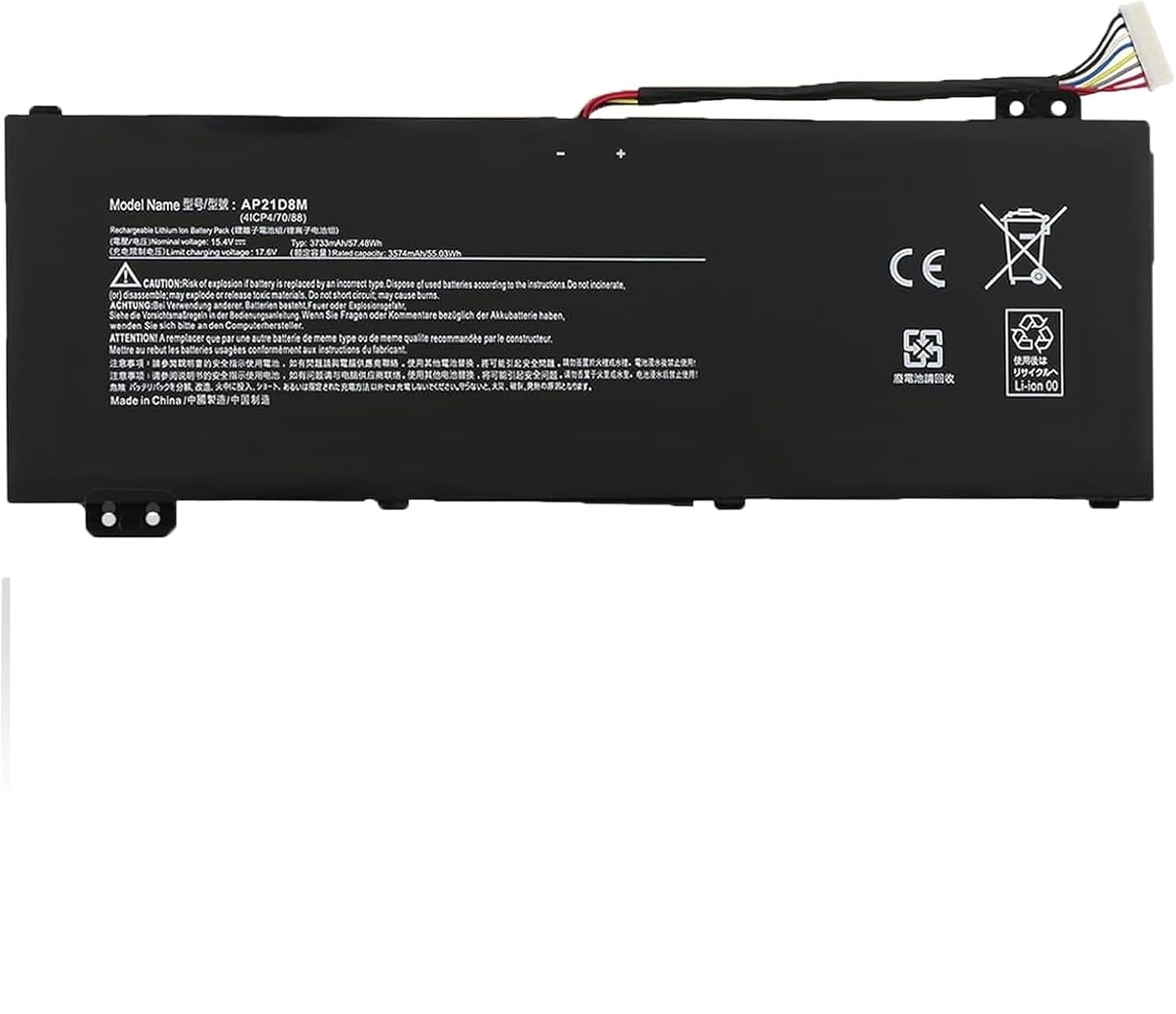 WISTAR AP21D8M Laptop Battery for Acer Nitro 5 AN515 46 AN515-47 AN515 58 Nitro 16 AN16-51 Nitro V 15 ANV15-51 Series Notebook 15.4V 3733mAh 57.48Wh 1