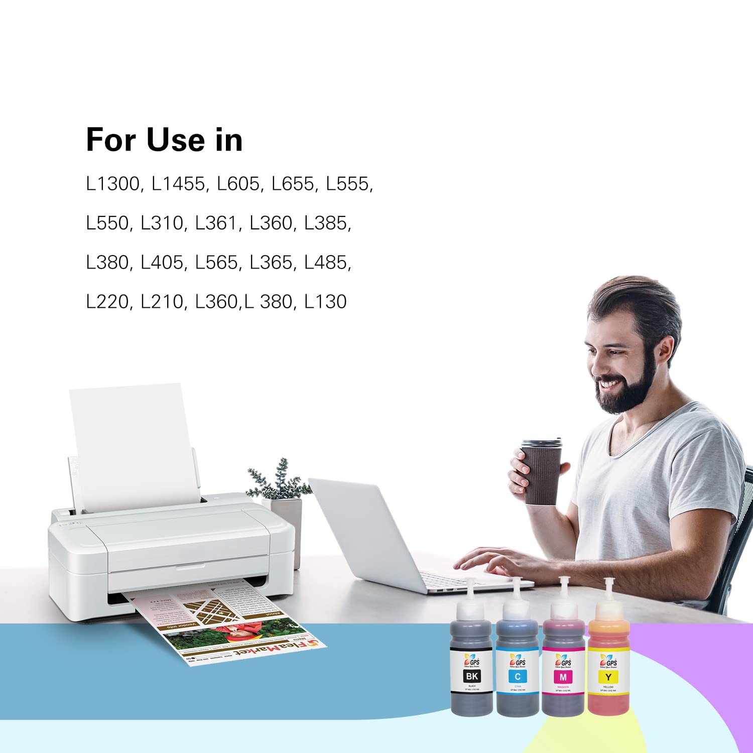 GPS Colour Your Dreams L360 Ink Bottles - Compatible with Epson L130, L210, L220, L310, L350, L355, L365, L385, L405, L455, L485, L565, L361 Printers - 664 Original Epson Ink, Four Color Set 4