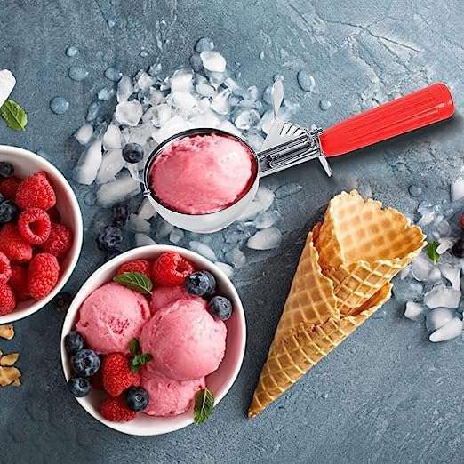 BLLUEX Stainless Steel Cookie Scoop for Baking, Multipurpose Melon Baller, Meatball Spring Scoops, Perfect Portion Sizes, Easy Food (RED) 6