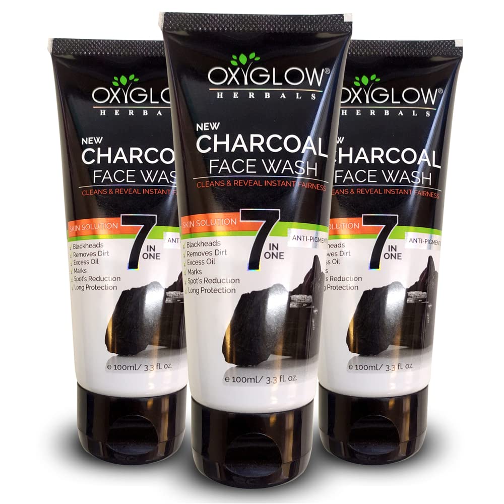 OxyGlow Herbals Activated Charcoal Face Wash|Deep Exofilation| Removes Blackheads & Whiteheads| Pore Cleansing Face wash 100Gram(Pack of 3) 1