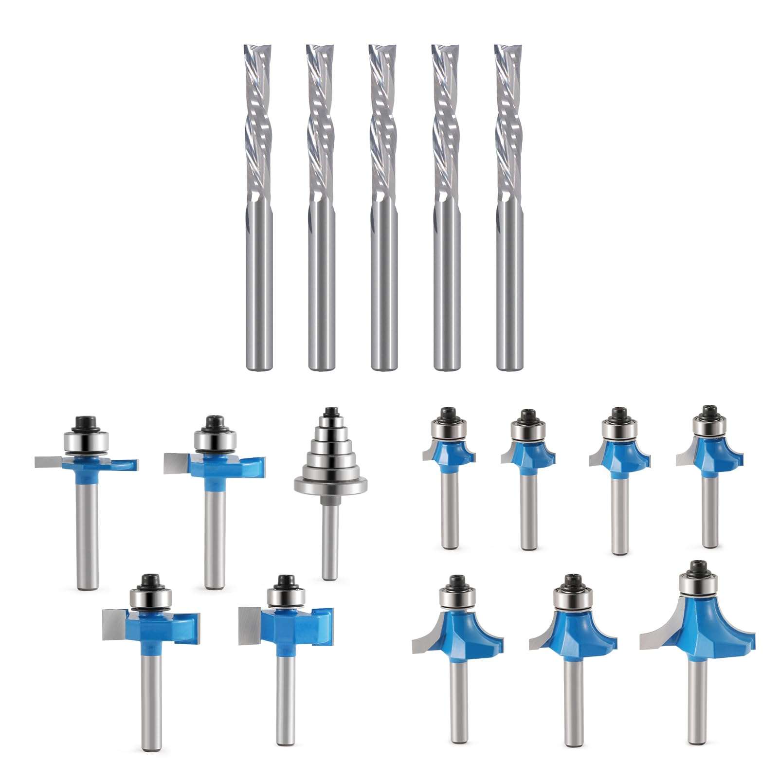 Downcut Bit 1/8" Shank,1/4 Inch Shank Rabbet Router Bits, Roundove Router Bit Set 1/4 Shank 1