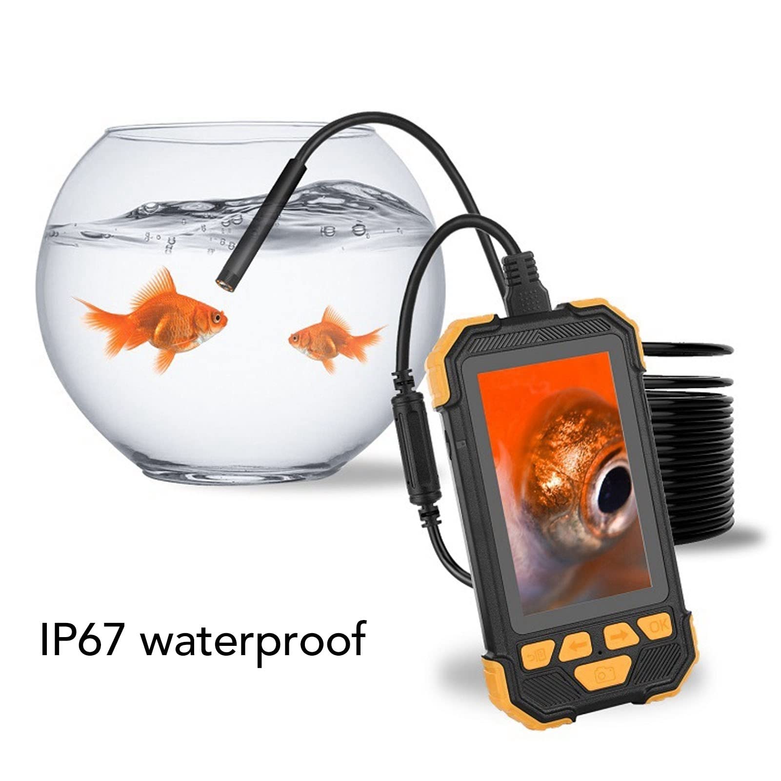 1080P HD Borescope Inspection Camera 3000mAh Battery Scratch Protection Dual Lens Endoscope for Underwater Work (Orange) 6