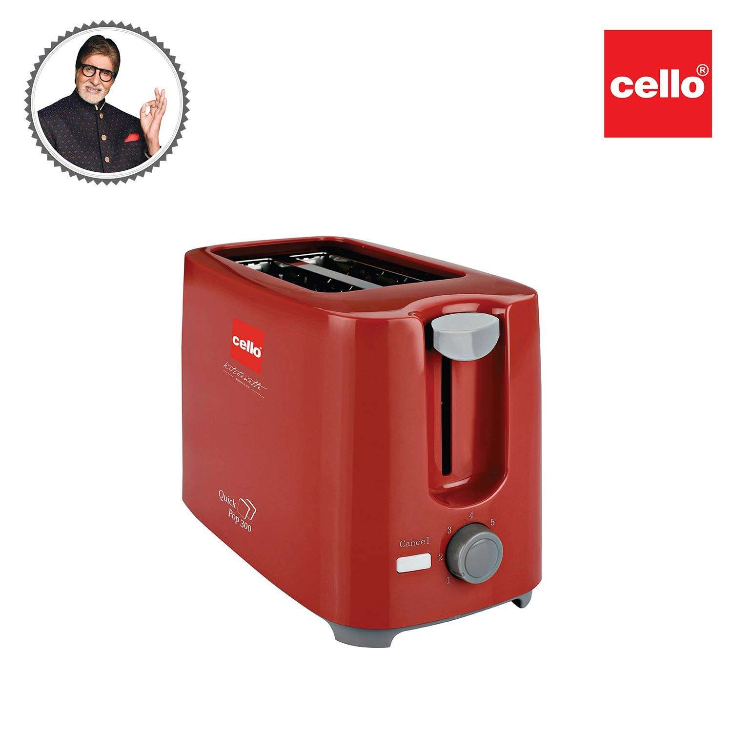Cello Quick 2 Slice Pop Up 300 Toaster (Red) 2