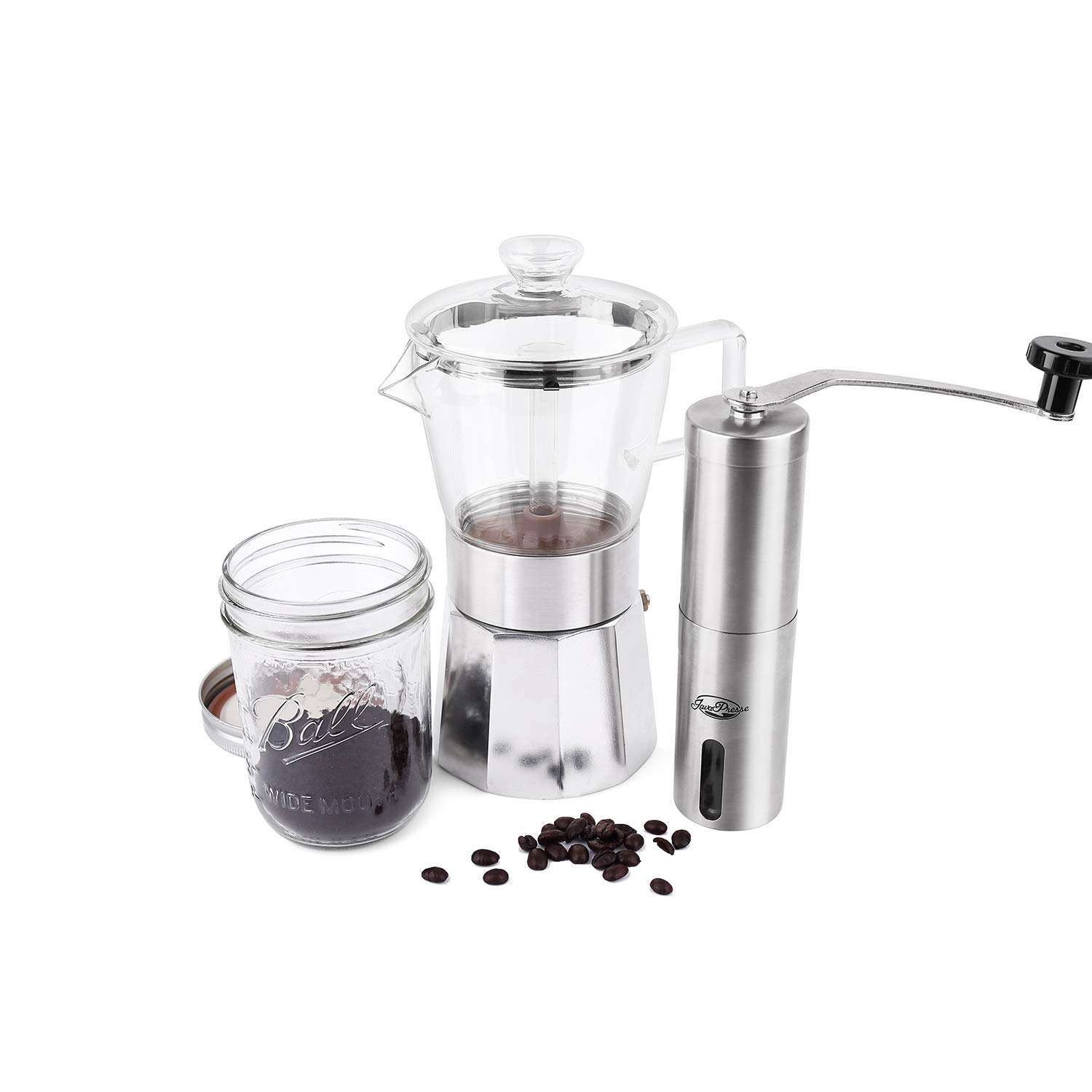 Geesta Moka Pot Premium Crystal Glass-Top Stovetop Espresso Moka Pot - 6 cup - Coffee Maker, 240ml/8.5oz/6 cup (espresso cup=40ml) Coffee Lover Gifts Ideas 3