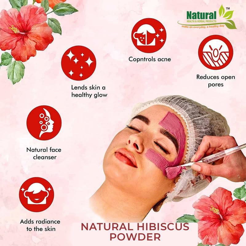 Natural Health & Herbal Products Hibiscus Powder for Face Pack/Skin Glow/Skin Whitening/Juice/Pure/Organic/Herbal/Edible/Rosa Sinensis/Shoeblackplant/Tea/Drinking/Eating/Herbal Hair Growth - 100G 4