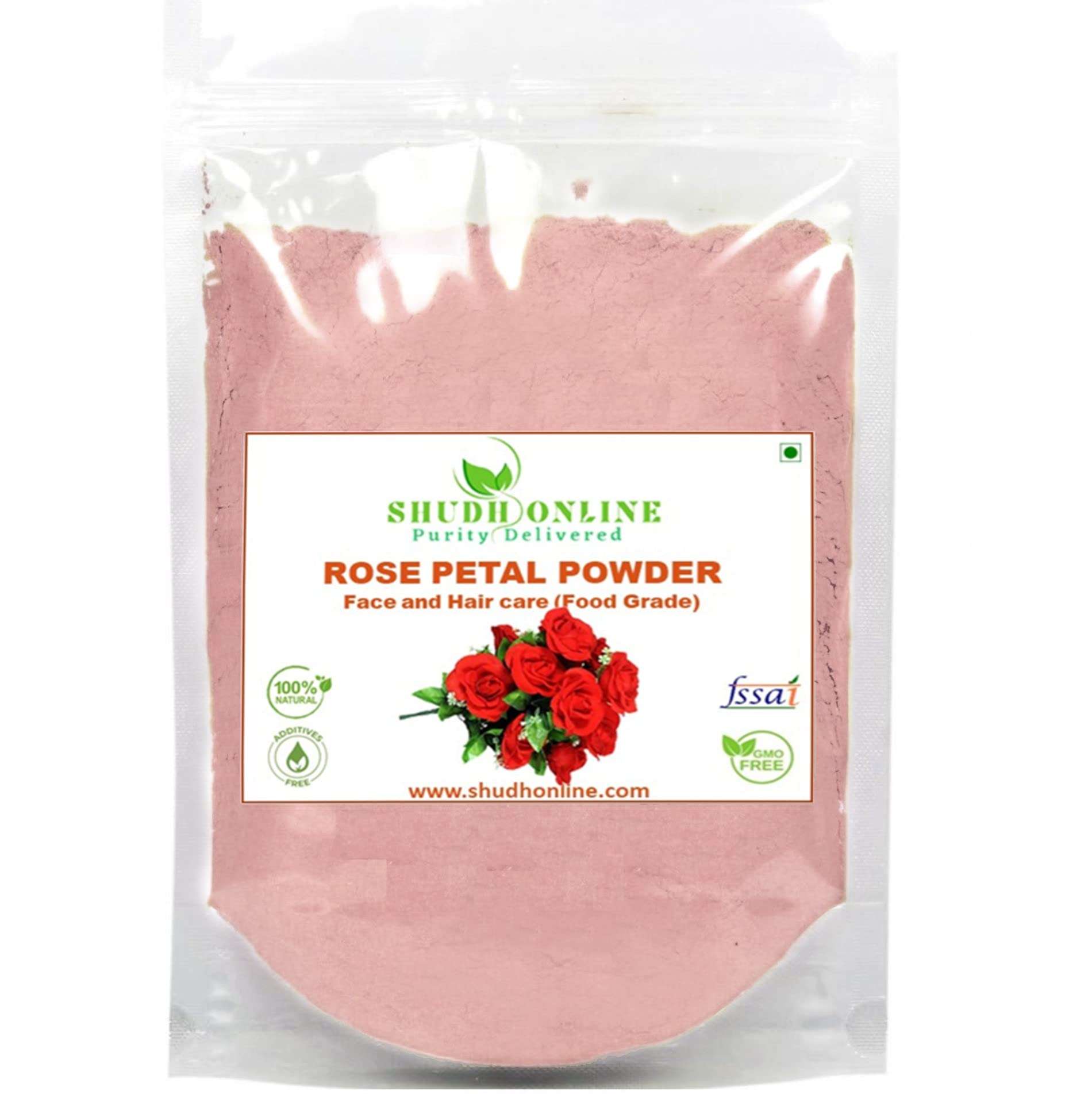 Shudh Online Organic Rose Petal Powder for Face Pack Mask (50 Grams), Skin Care for Skin whitening, Fairness & Glowing Skin, Hair, Rosegel Mask 1