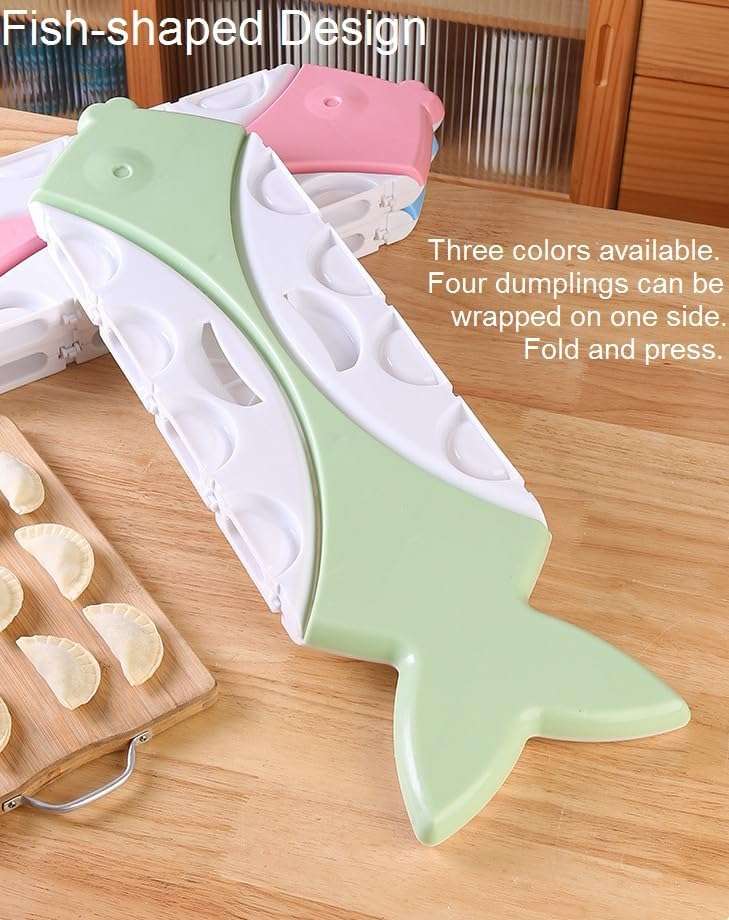 Toriox Fish Shape 8 in 1 Dumpling Maker Ghughra Momos Maker Machine, Skin Press Mould for Gujiya Ghughra Mould Machine, Kitchen Dumpling Making Tool with Dumpling Puri Maker 6