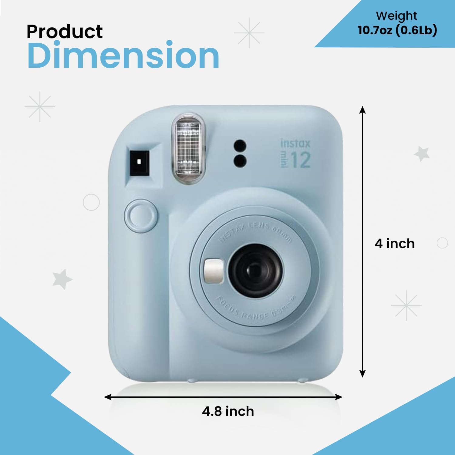 Fujifilm Instax Mini 12 Instant Camera Bundle - Includes 20 Shots Film, Custom Case, Deluxe 60-Pocket Photo Album & BluebirdSales Accessories - Auto Exposure, Selfie Mirror, Pastel Blue 6