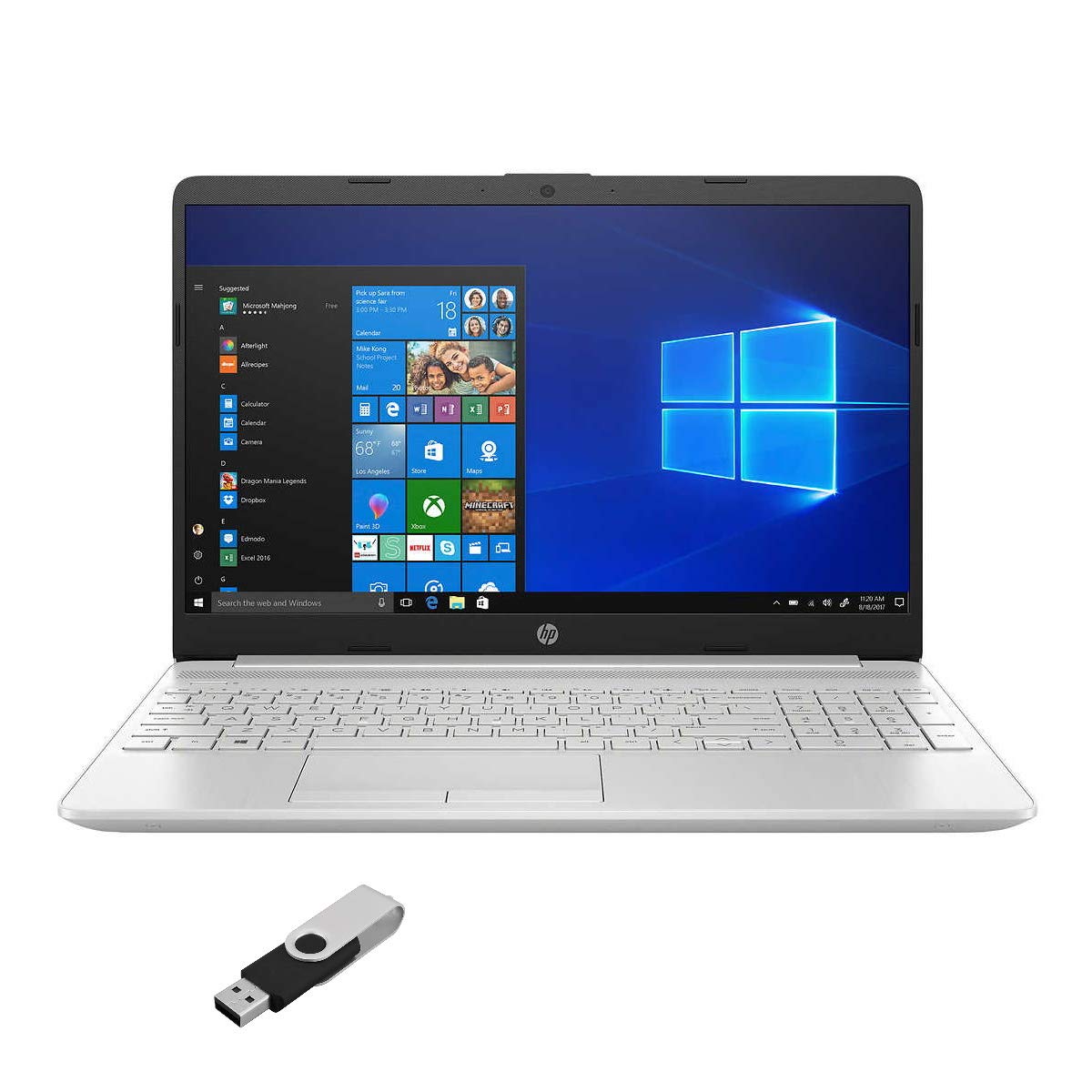 HP 15-DW300 Laptop 2022 New, 15.6" FHD IPS Display, Intel i5-1135G7 4-Core, Iris Xe Graphics, 32GB DDR4, 2TB SSD, Backlit Keyboard, Wi-Fi 5, Card Reader, Win10 Pro, COU 32GB USB 1