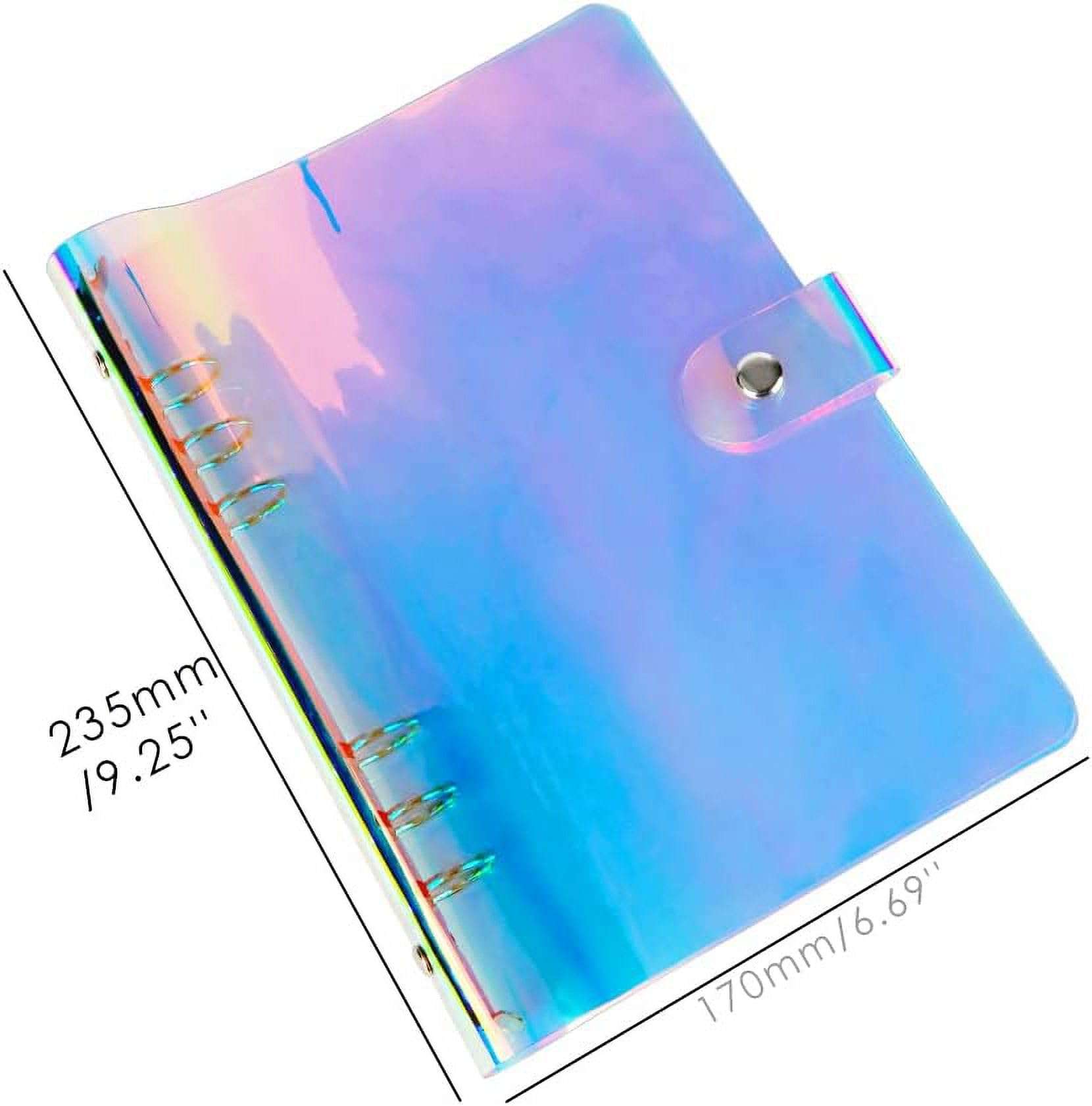 Rainbow Clear 6-Ring Planner Binder - Soft PVC Transparent Loose Leaf Personal Planner With Snap Button Closure - Round Ring A6 Notebook 3