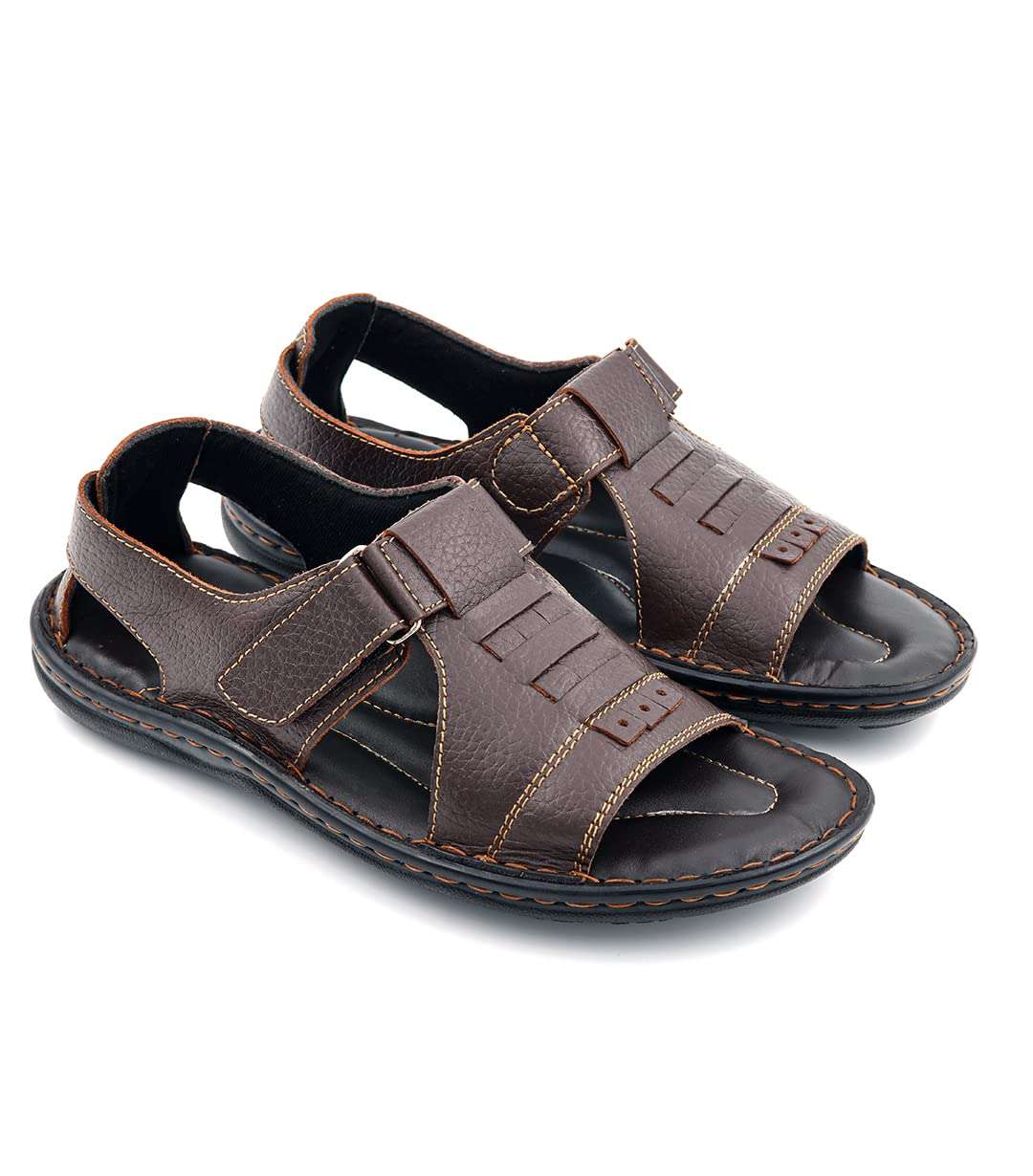 MOK&TON Baelish Brown Confort Men's original Leather Sandal Extra Soft Leather Super Comfortable Durable Light-Weight Anti Skid Formal Semi-Formal Casual (numeric_7) 5