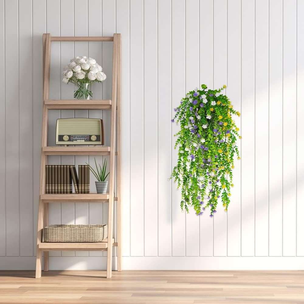 Dekorly Artificial Hanging Plants, Monstera Leaves Ivy Vine Faux Greenery Tropical Palm Leaves Hanging Plants UV Resistant Jungle Leaf for Garden Home Party (Height : 65CM, Design-D, 2 Pack) 6