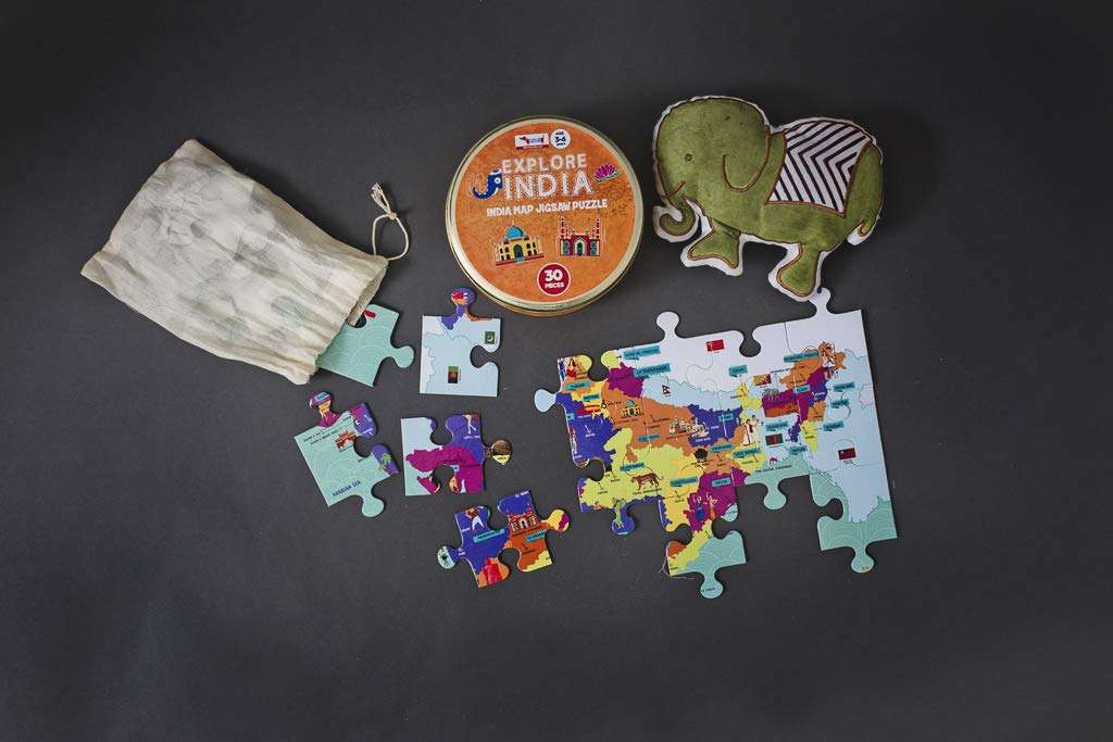 CocoMoco Kids India Map Jigsaw Puzzle 30 Pieces - Combo of 5 Pieces - Return Gifts for Kids Birthday Party Unique Learning Toys for 4-6 Year Old Boys Girls 5