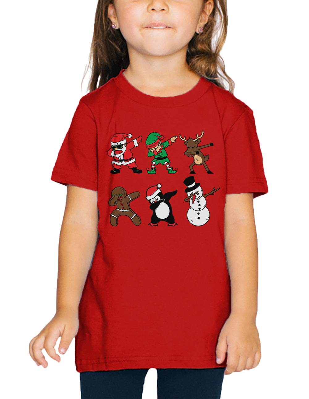 SpiritForged Apparel Dabbing Christmas Characters Toddler T-Shirt, Red 2T 2