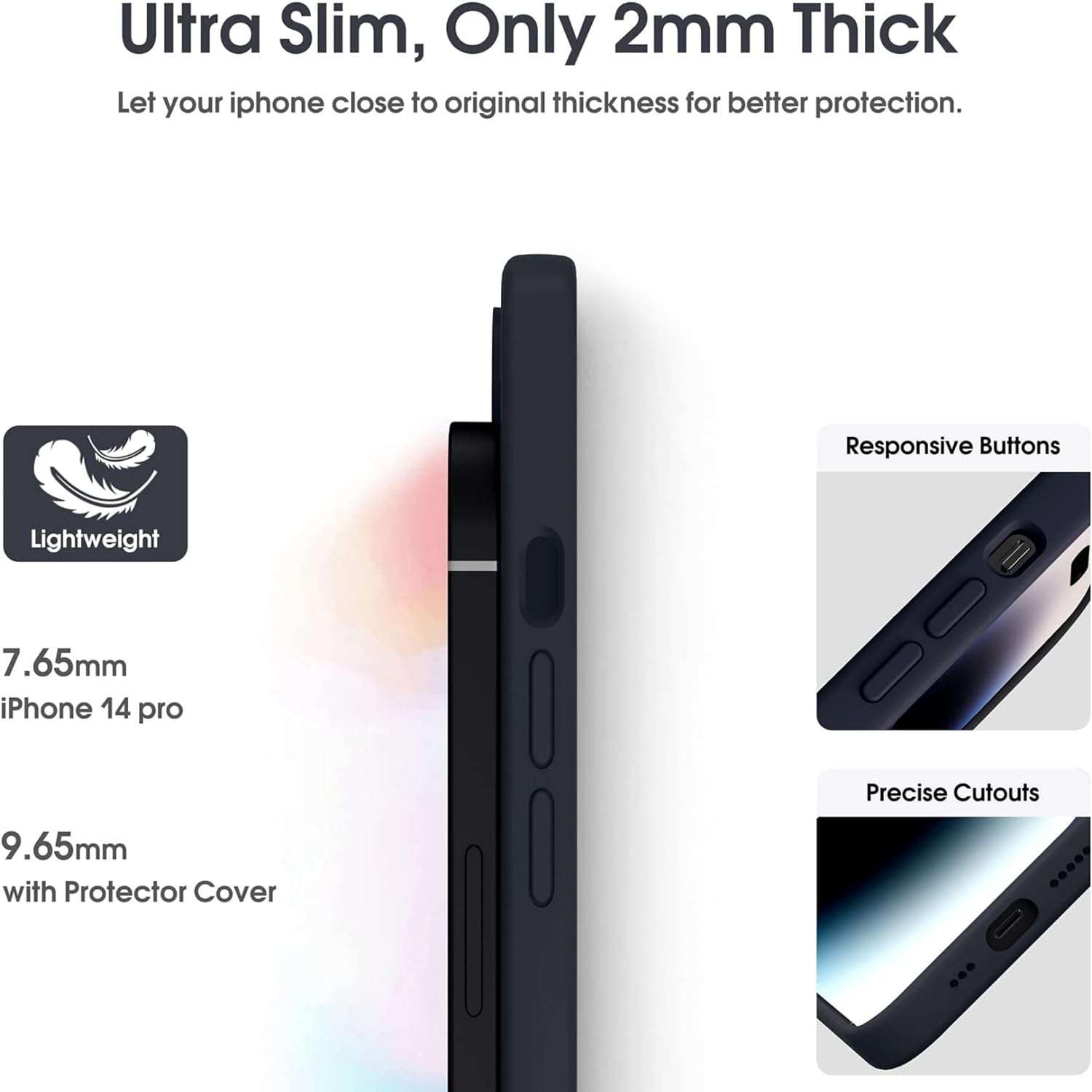 Spacekart Back Cover case compatable for [iPhone 16 pro] Ultra-Thin Slim Fit Soft Silicon Back Cover Case Flexible TPU Matte Finish Coating Light Protective - Black 5