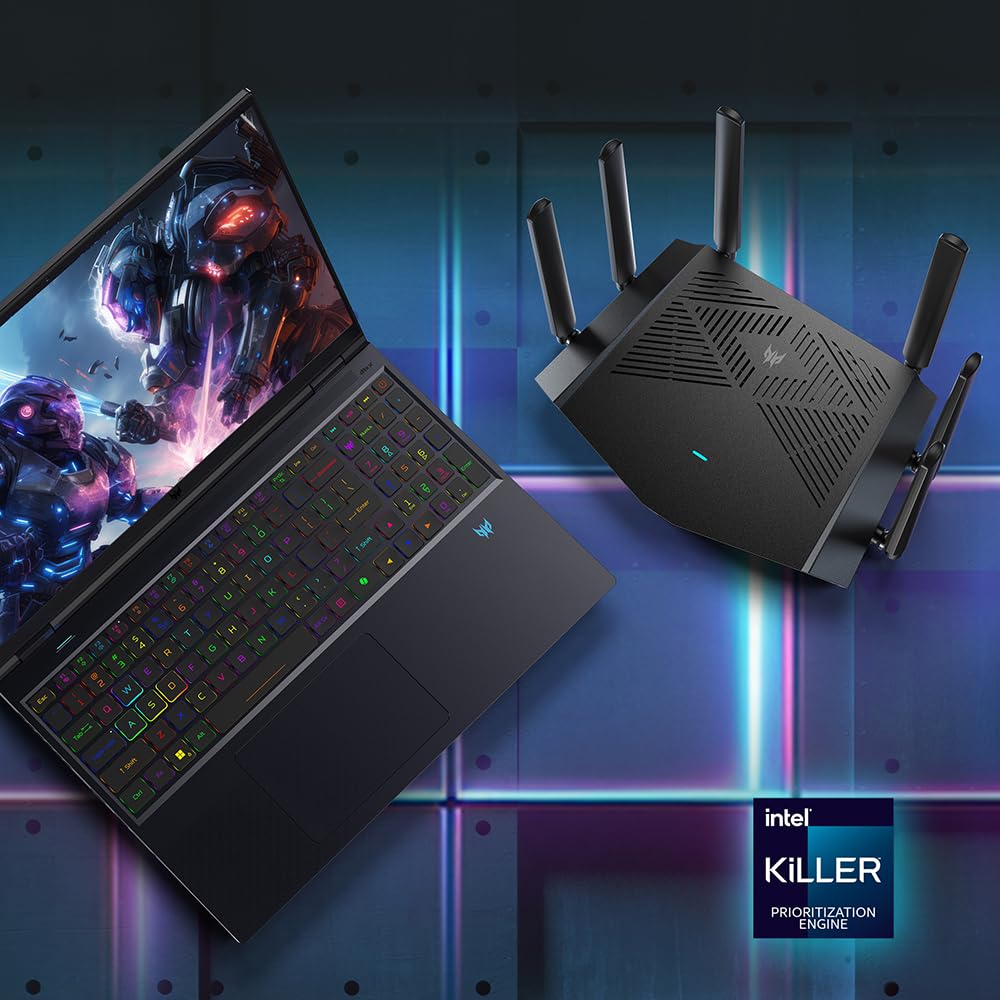 Predator Connect W6x Wi-Fi 6 AX6000 Gaming Router | Hybrid QoS Compatible with Intel Killer Prioritization Engine | Connect Up to 215 Devices | 2.5Gbps WAN & 4 x 1Gbps LAN | Lifetime Internet Security 4