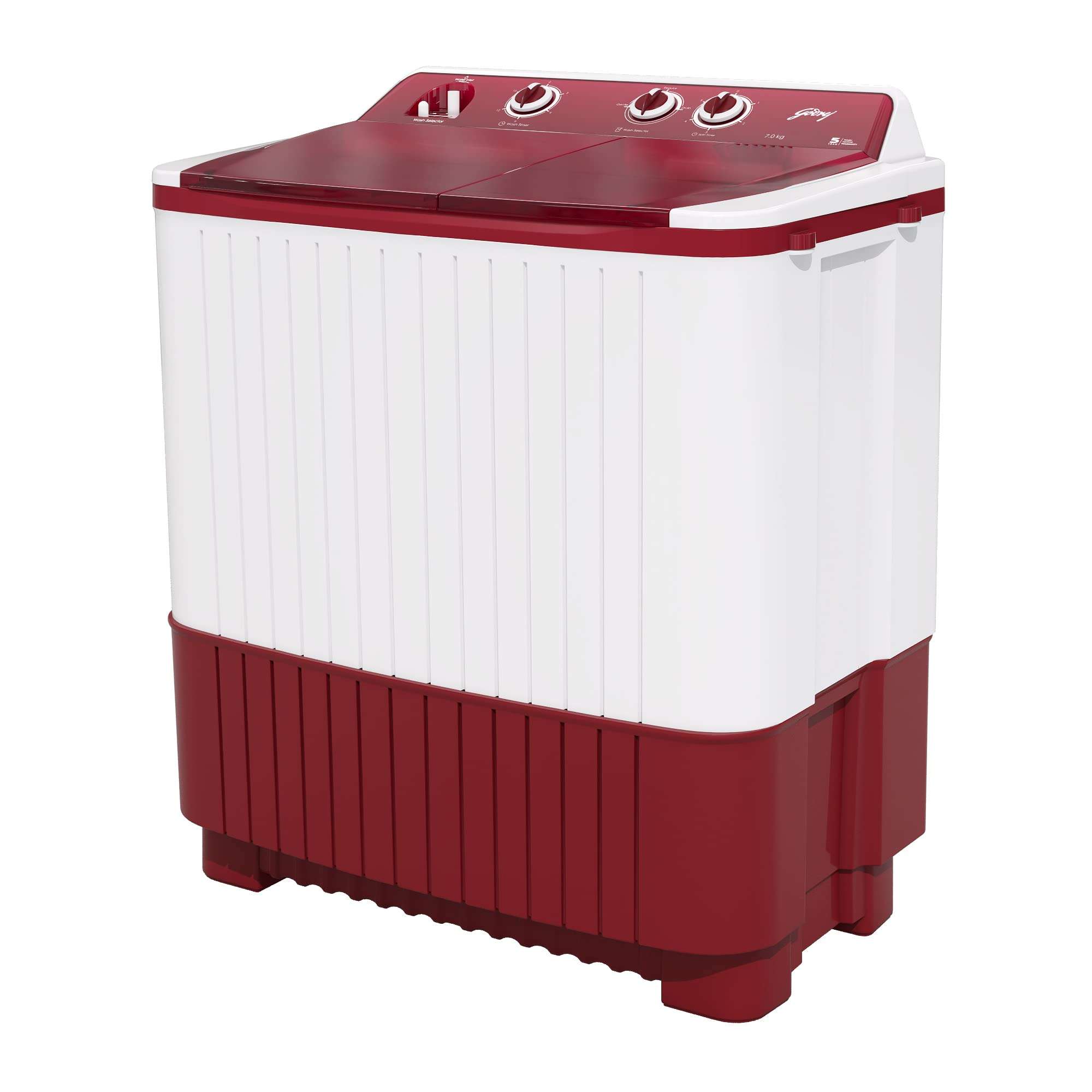 Godrej 7 Kg 5 star Semi-Automatic Top Loading Washing Machine (WSAXIS DX 70 5.0 SN2 T WNRD, Wine Red, 100% rust proof poly propylene body) 3