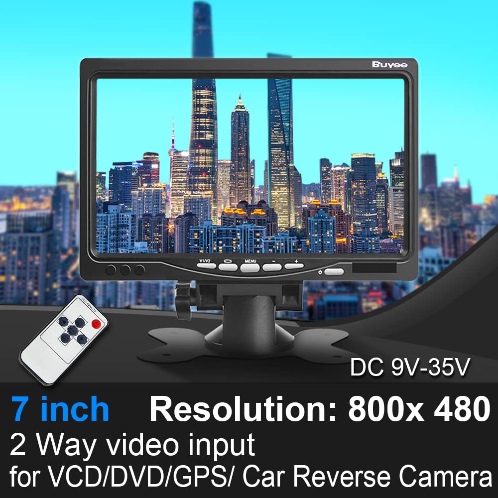 7 inch Rearview Car LCD Monitor, Buyee Portable 7" TFT LCD Digital with HD Full Color Wide Screen for Car Rear View Backup Camera 6