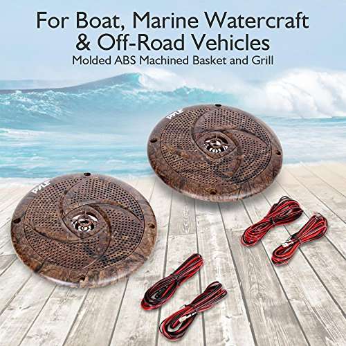 Pyle 6.5 Inch Marine Speakers - 2 Way IP44 Waterproof and Weather Resistant Outdoor Audio Stereo Sound System with Built-in Led Lights, 240 Watt Power and Low Profile Design - 1 Pair - PLMRLE64DK 2
